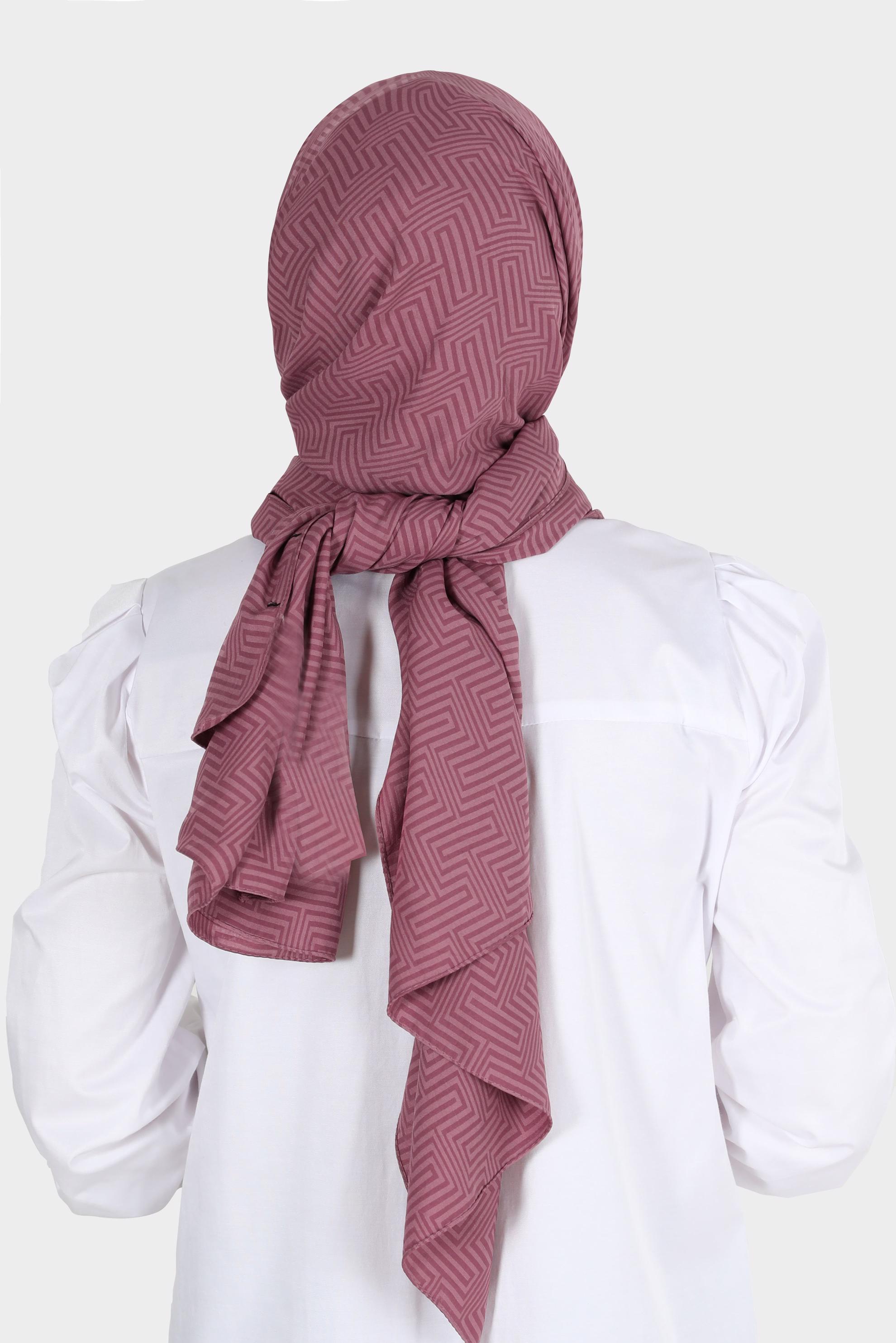 Tesettür giyim PEMBE ALVİNA LABİRENT DESEN ŞAL 8067 