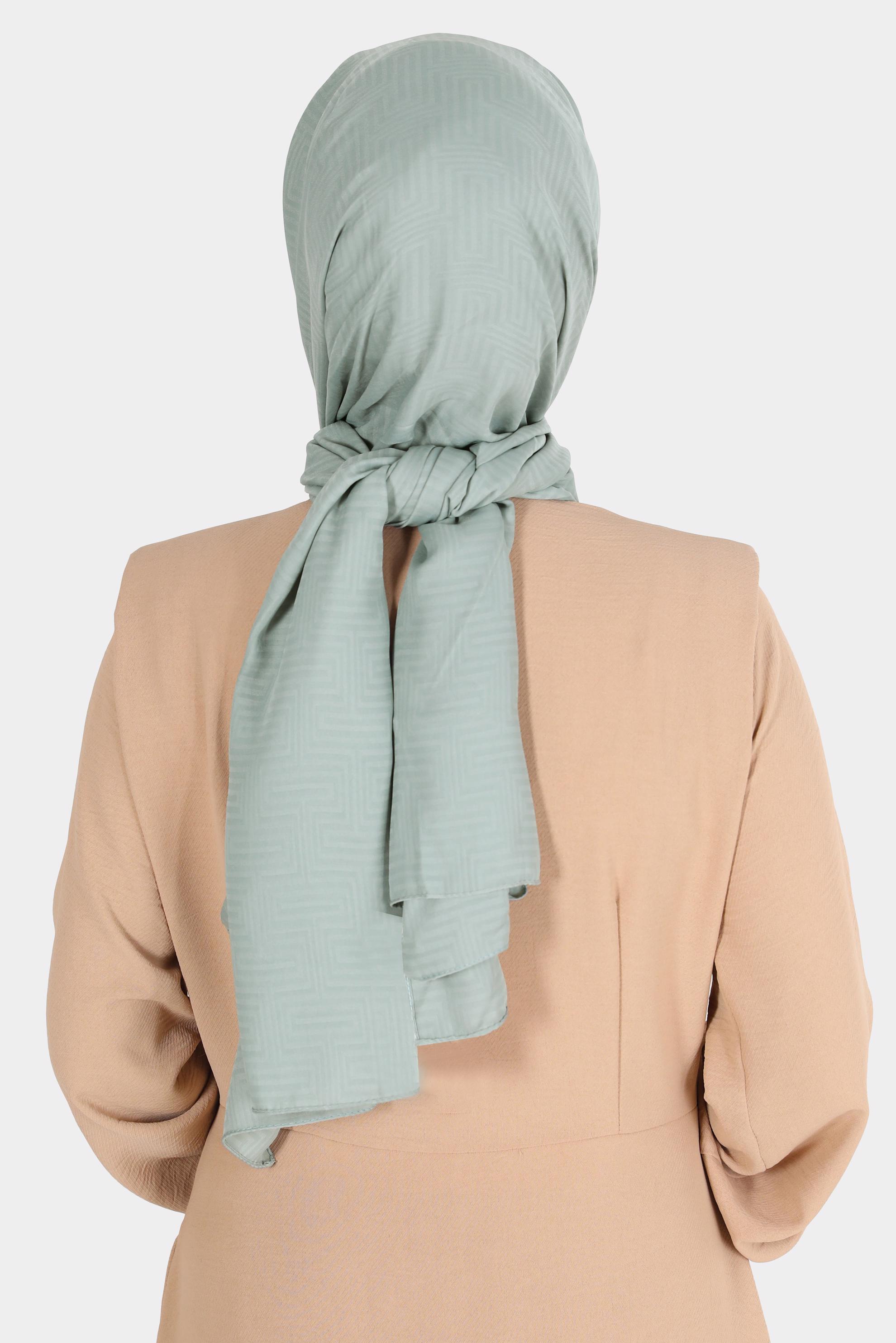 Tesettür giyim YEŞİL ALVİNA LABİRENT DESEN ŞAL 8067 