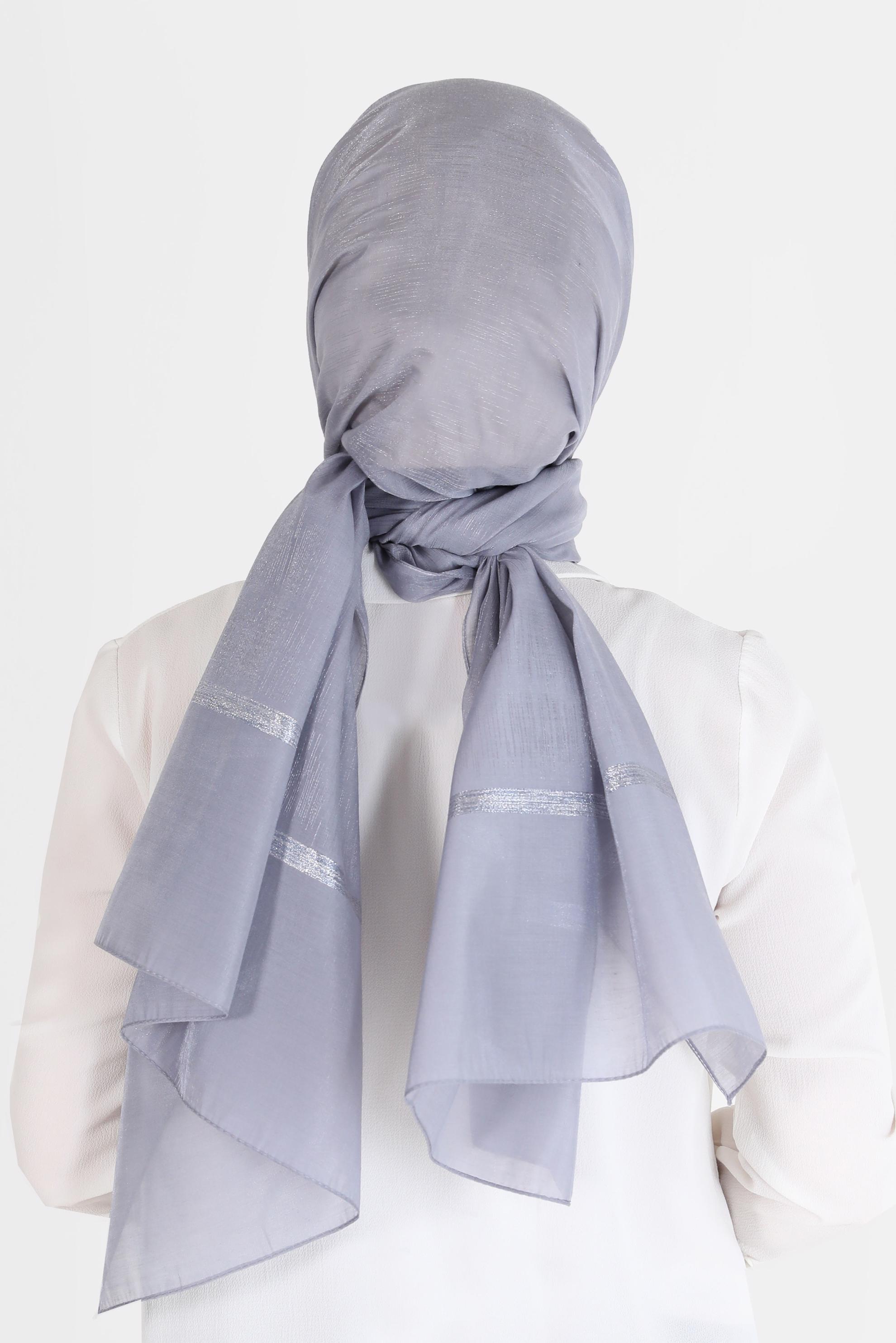 Tesettür giyim GRİ ALVİNA SİMLİ ŞAL 8068 