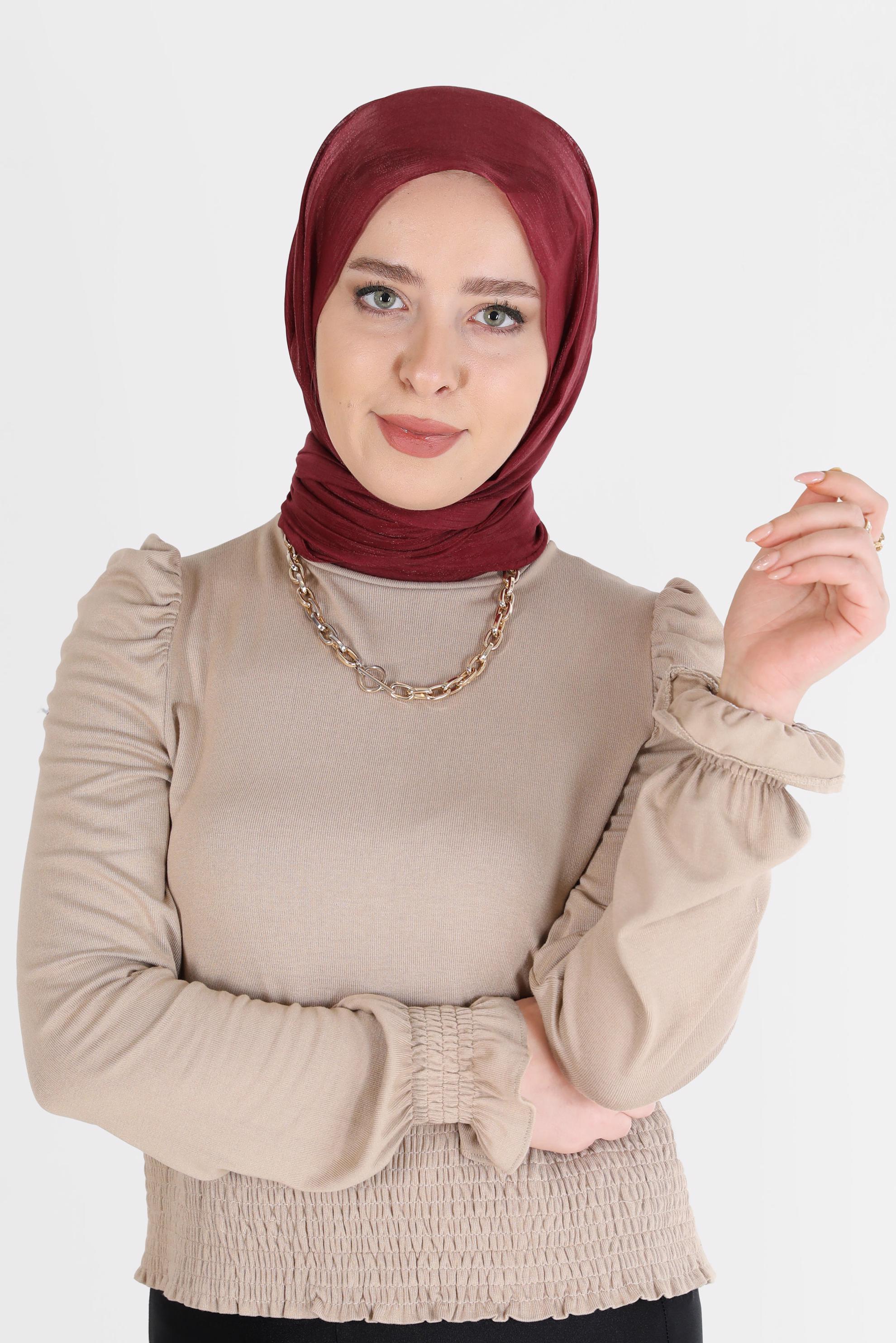 Tesettür giyim BORDO ALVİNA SİMLİ ŞAL 8068 