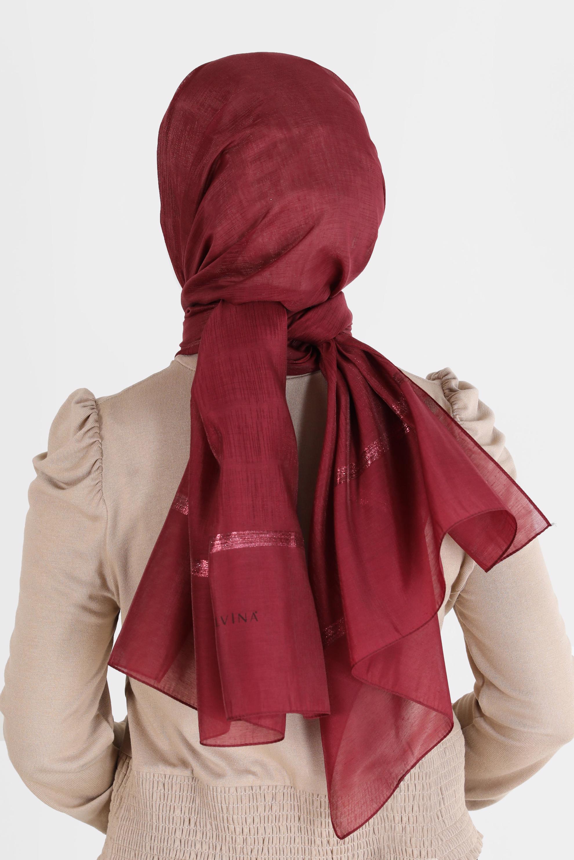 Tesettür giyim BORDO ALVİNA SİMLİ ŞAL 8068 