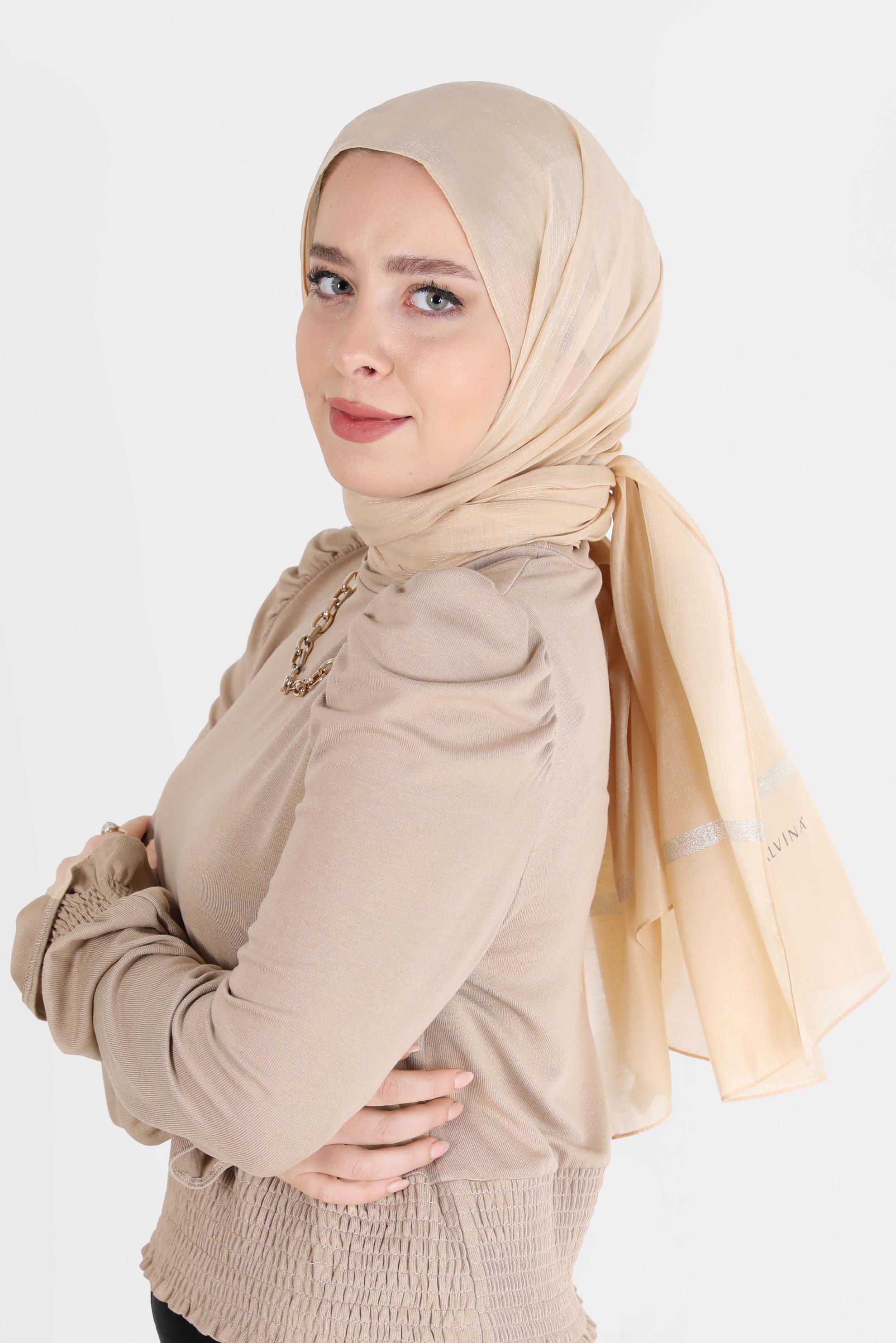 Tesettür giyim ALTIN ALVİNA SİMLİ ŞAL 8068 