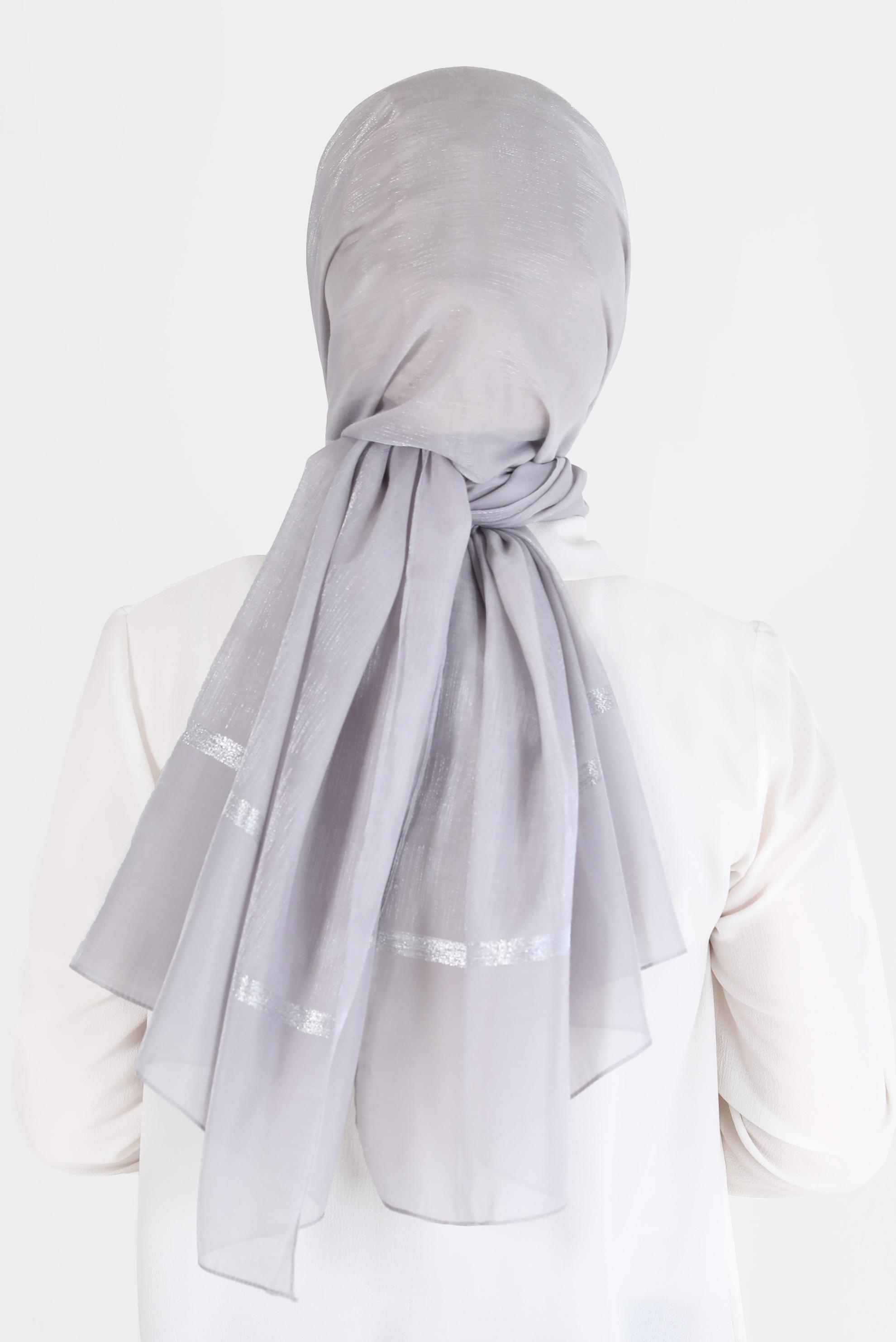 Tesettür giyim GÜMÜŞ ALVİNA SİMLİ ŞAL 8068 