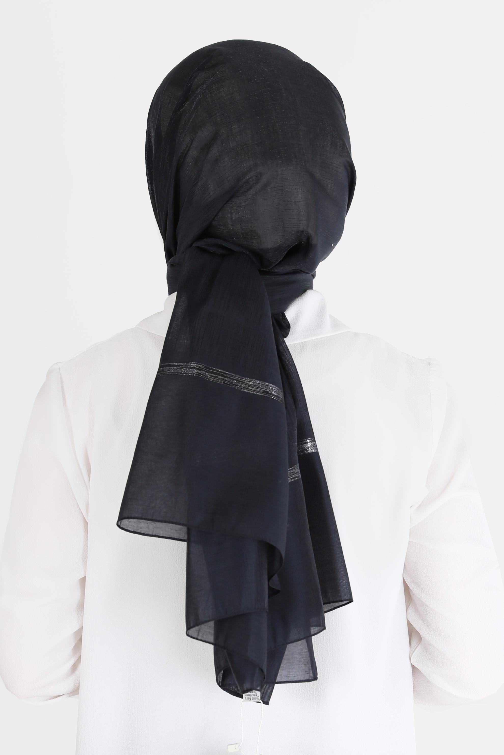 Tesettür giyim LACİVERT ALVİNA SİMLİ ŞAL 8068 