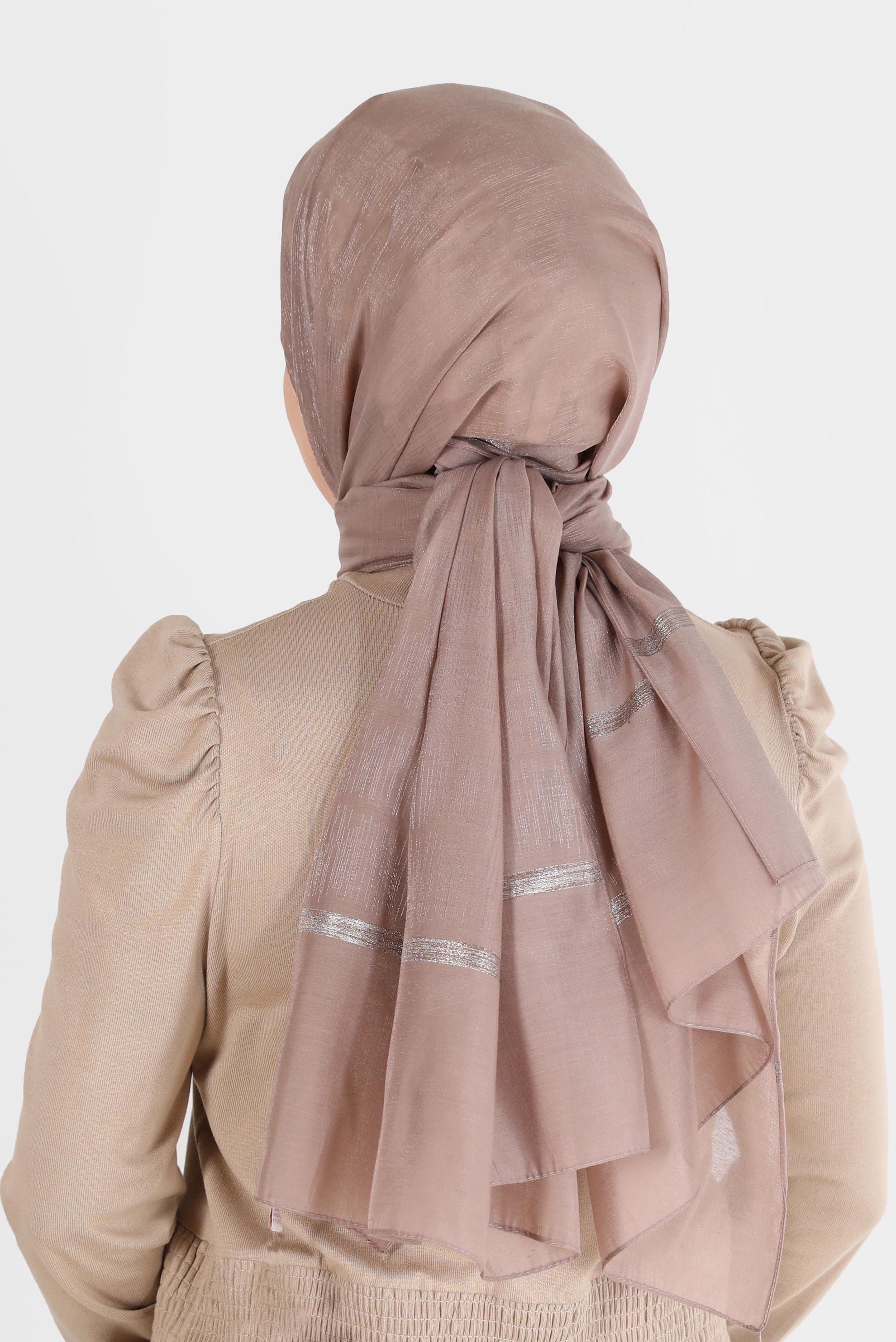 Tesettür giyim VİZON ALVİNA SİMLİ ŞAL 8068 