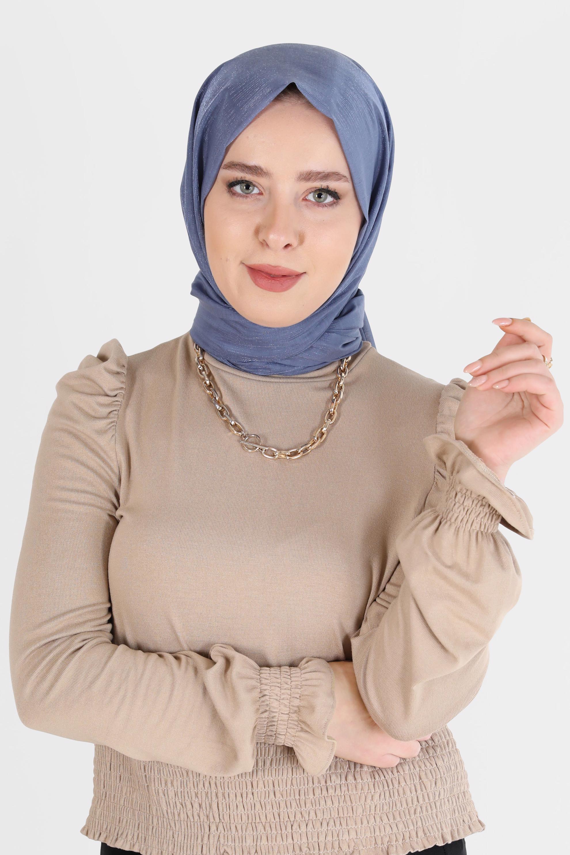 Tesettür giyim LACİVERT ALVİNA SİMLİ ŞAL 8068 