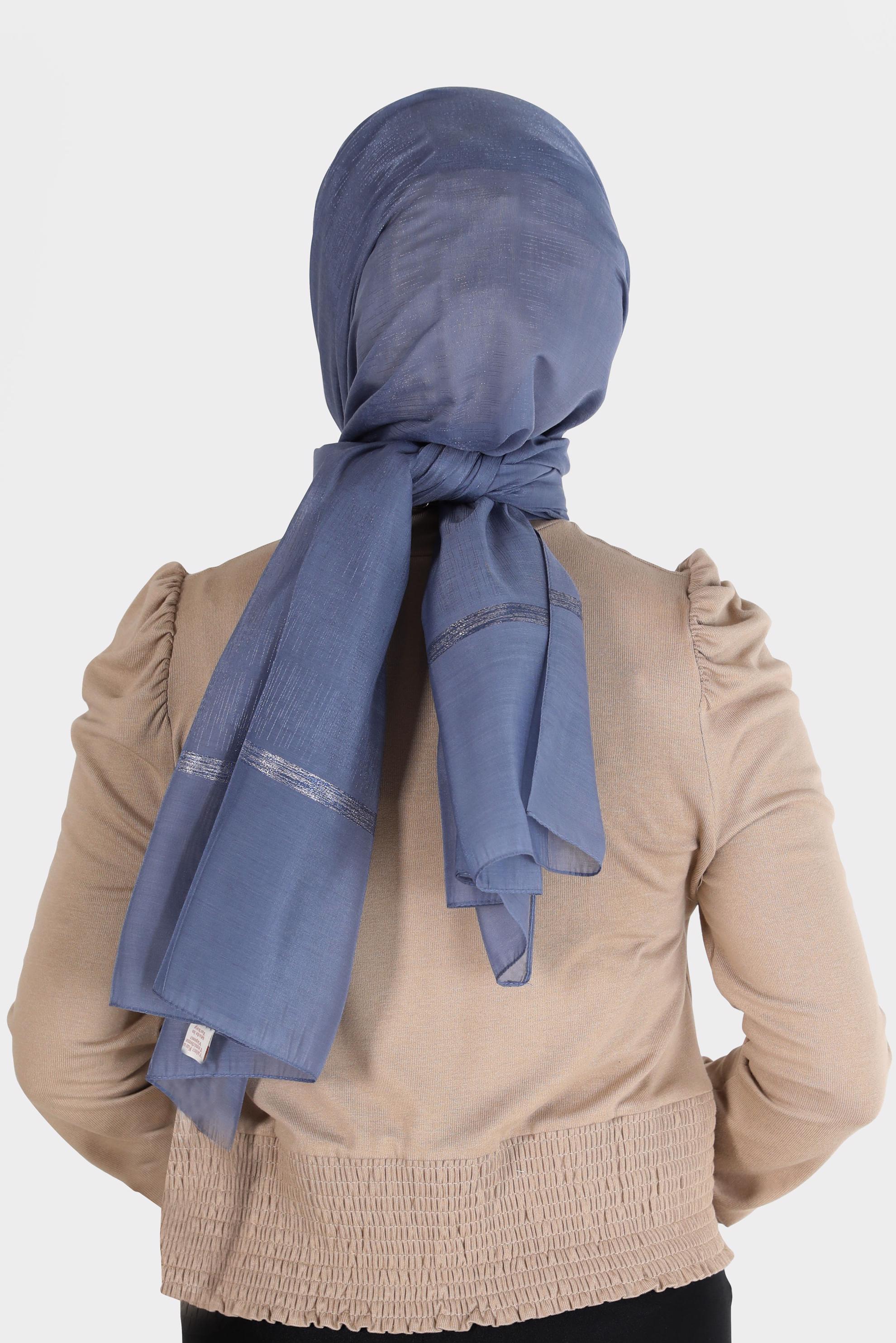 Tesettür giyim LACİVERT ALVİNA SİMLİ ŞAL 8068 