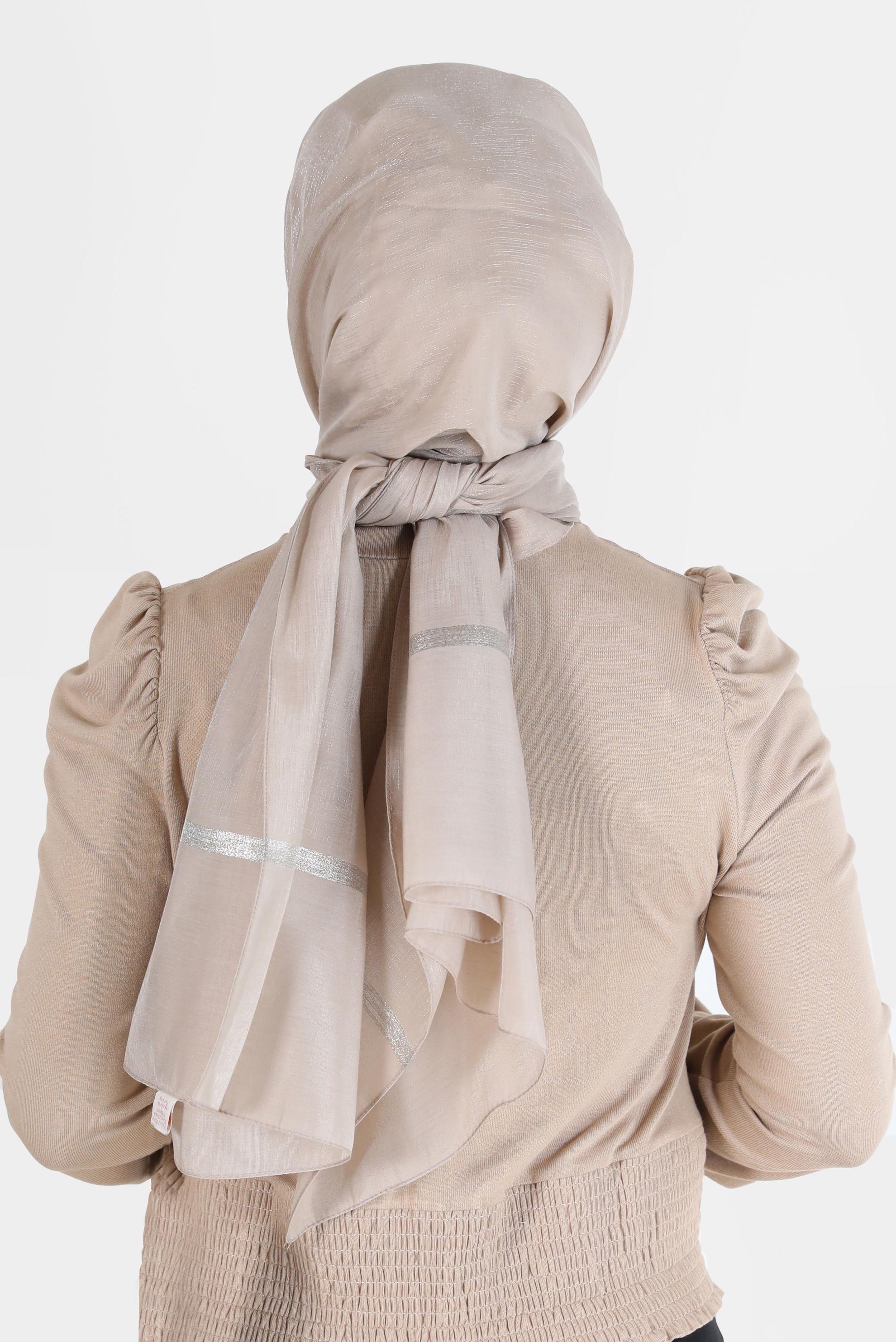 Tesettür giyim VİZON ALVİNA SİMLİ ŞAL 8068 