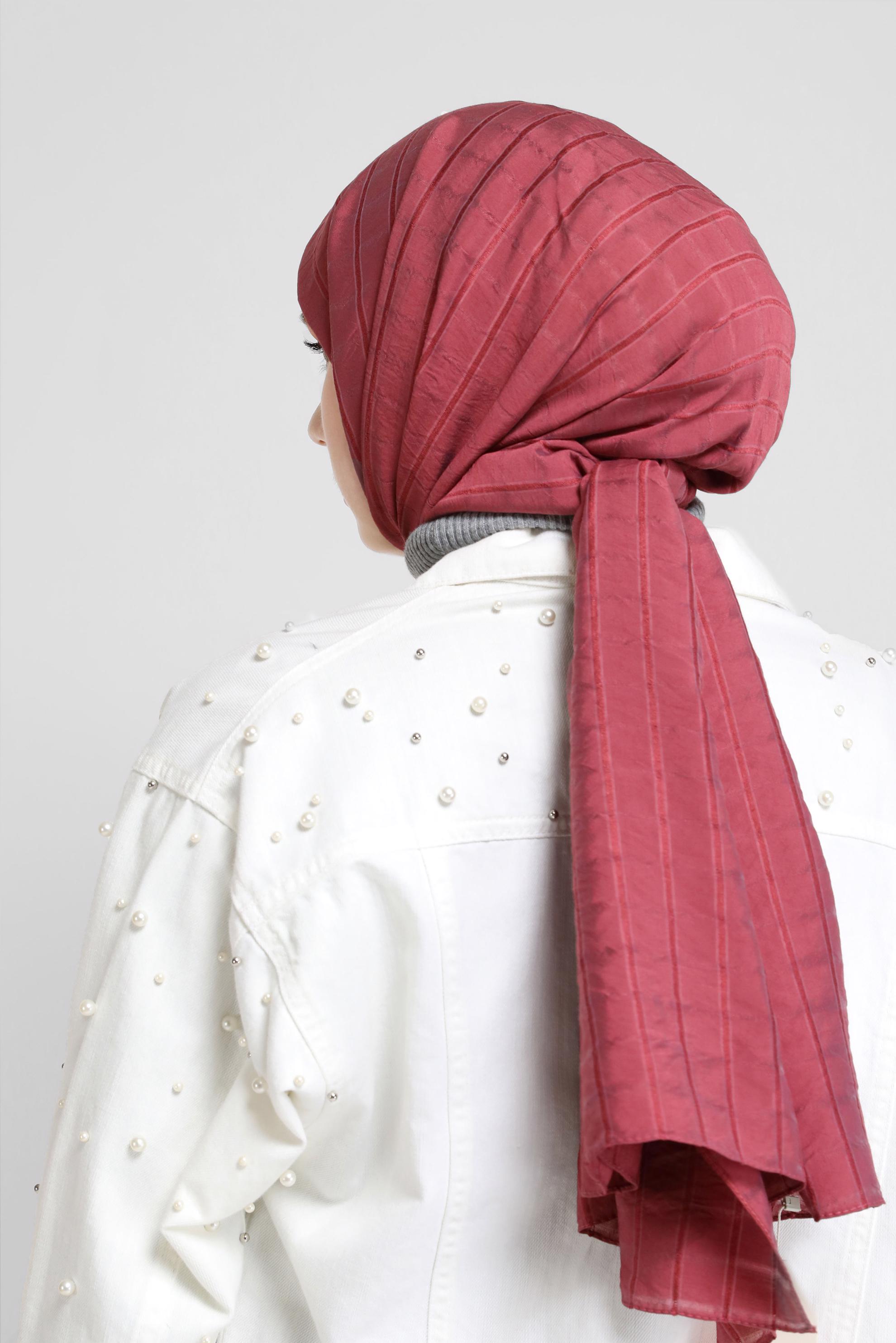 Tesettür giyim KIRMIZI ALVİNA KARE KUTU ŞAL 8069 