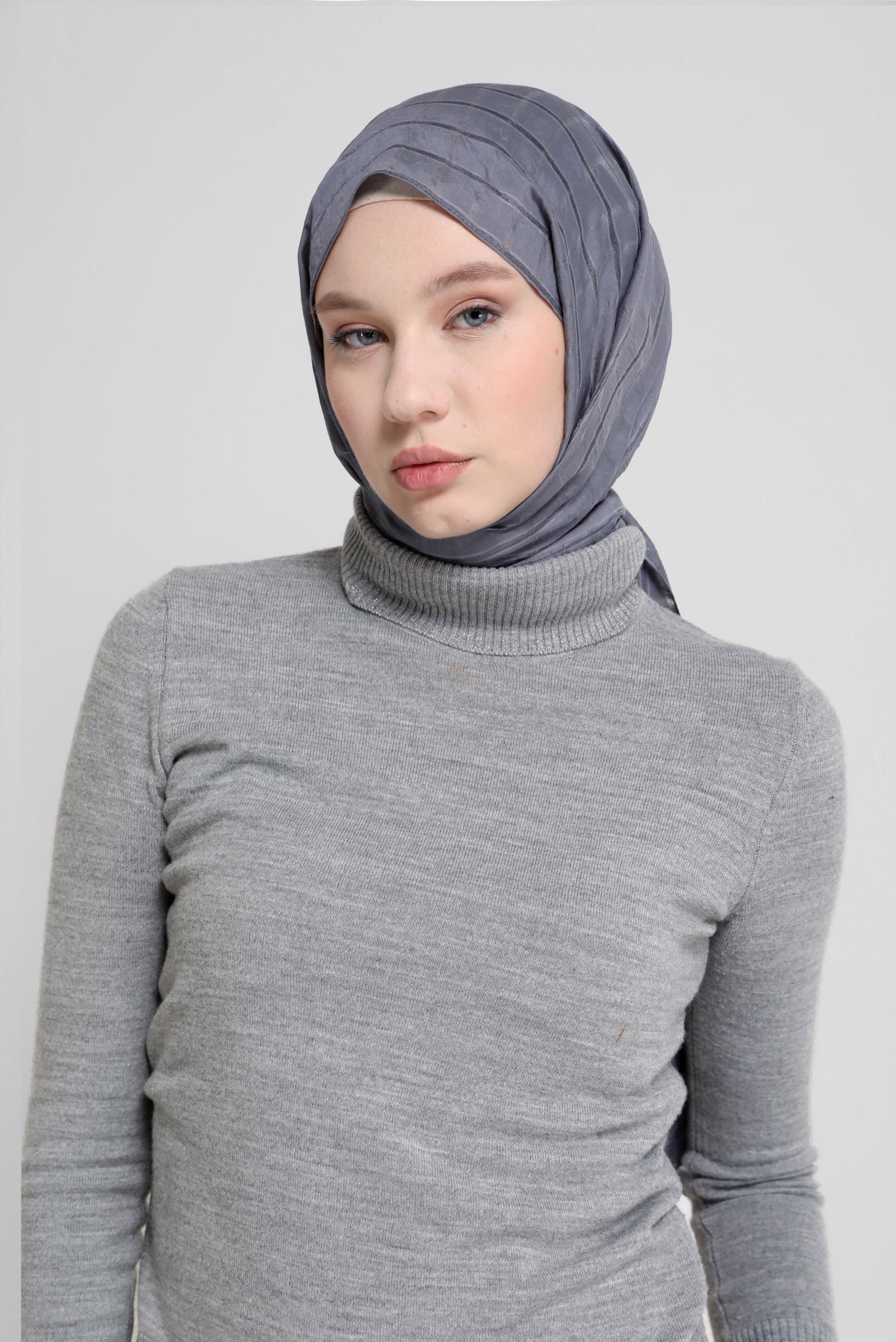 Hijab clothing GREY ALVİNA CHECKED SHAWL 8069 