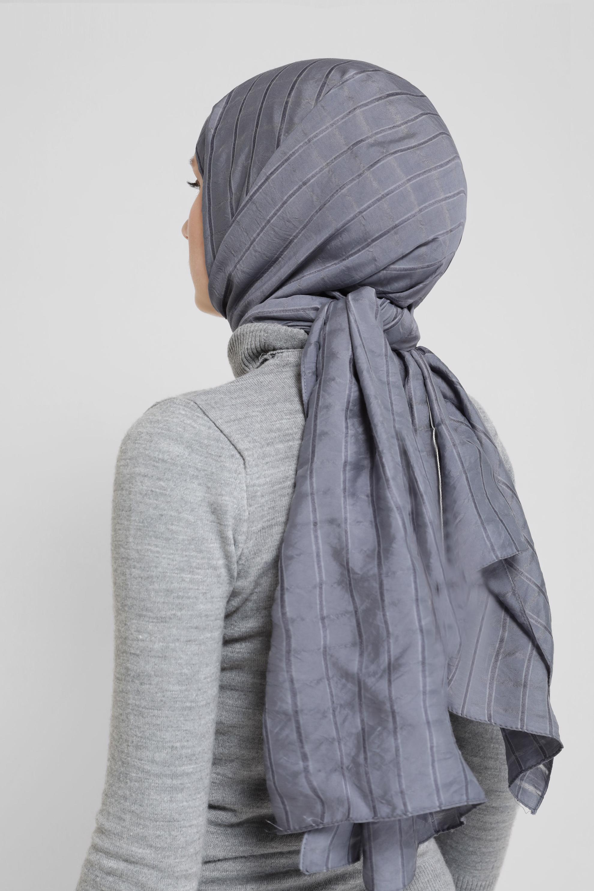 Hijab clothing GREY ALVİNA CHECKED SHAWL 8069 