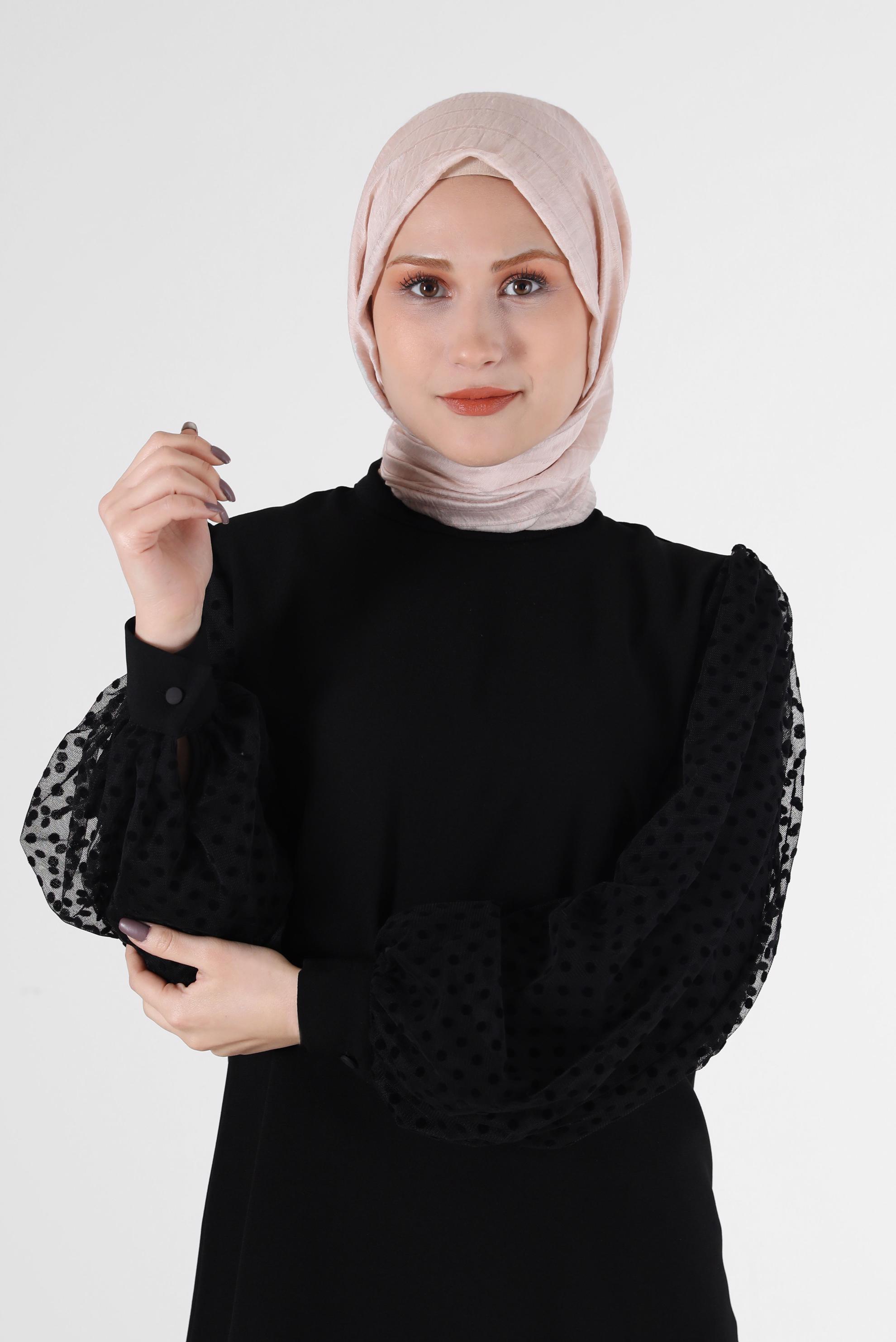 Tesettür giyim BEJ ALVİNA KARE KUTU ŞAL 8069 