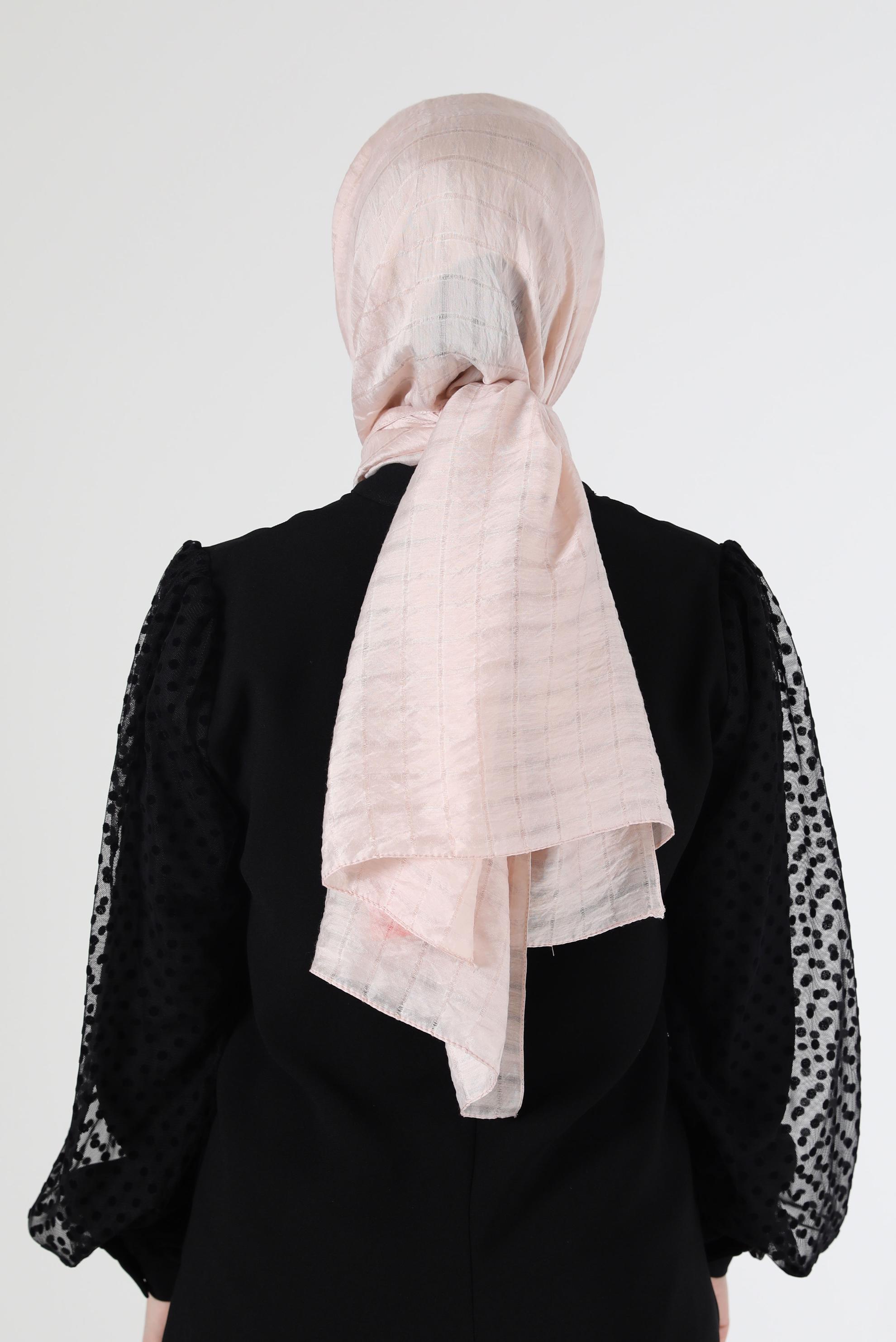 Tesettür giyim BEJ ALVİNA KARE KUTU ŞAL 8069 