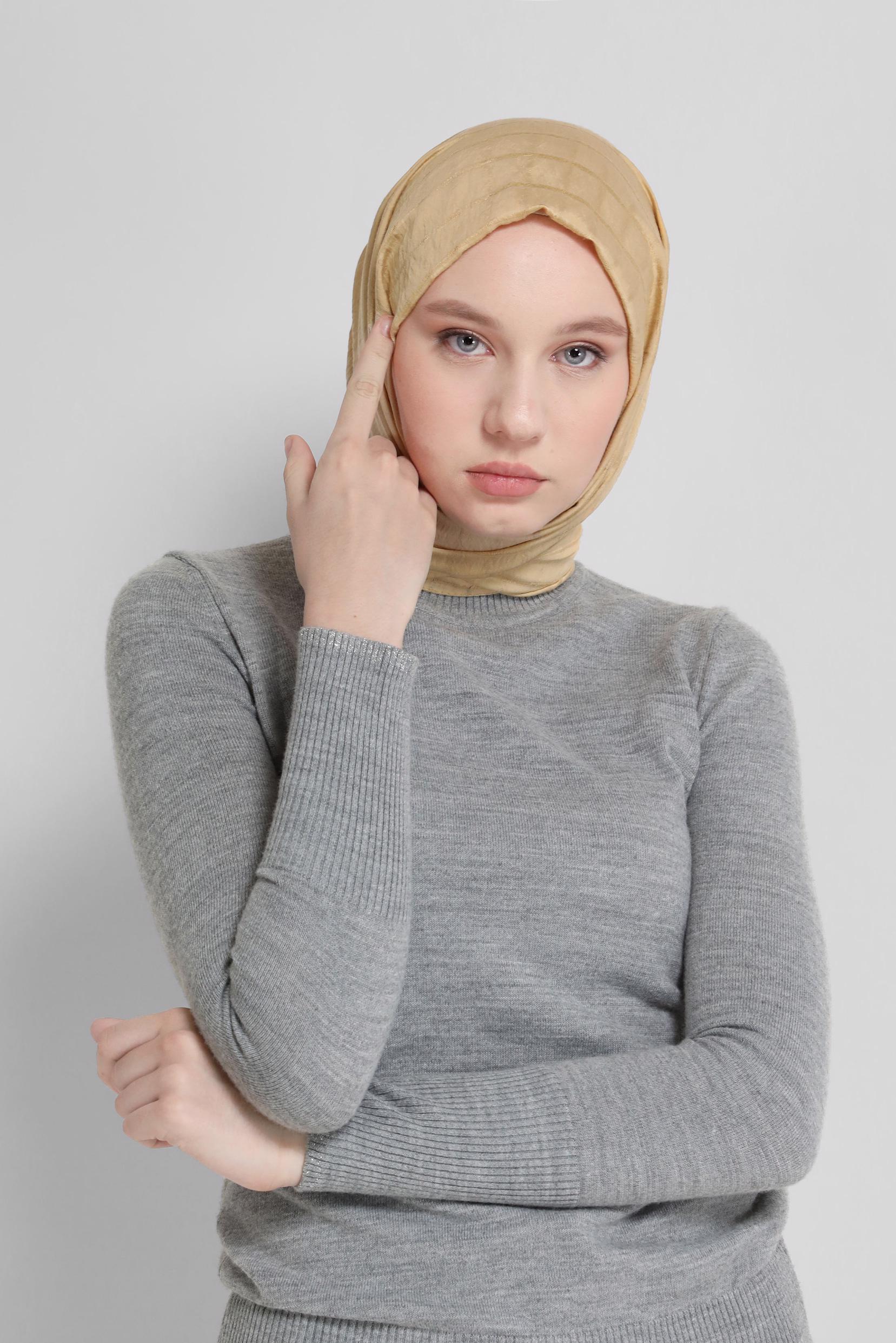 Hijab clothing GOLD ALVİNA CHECKED SHAWL 8069 