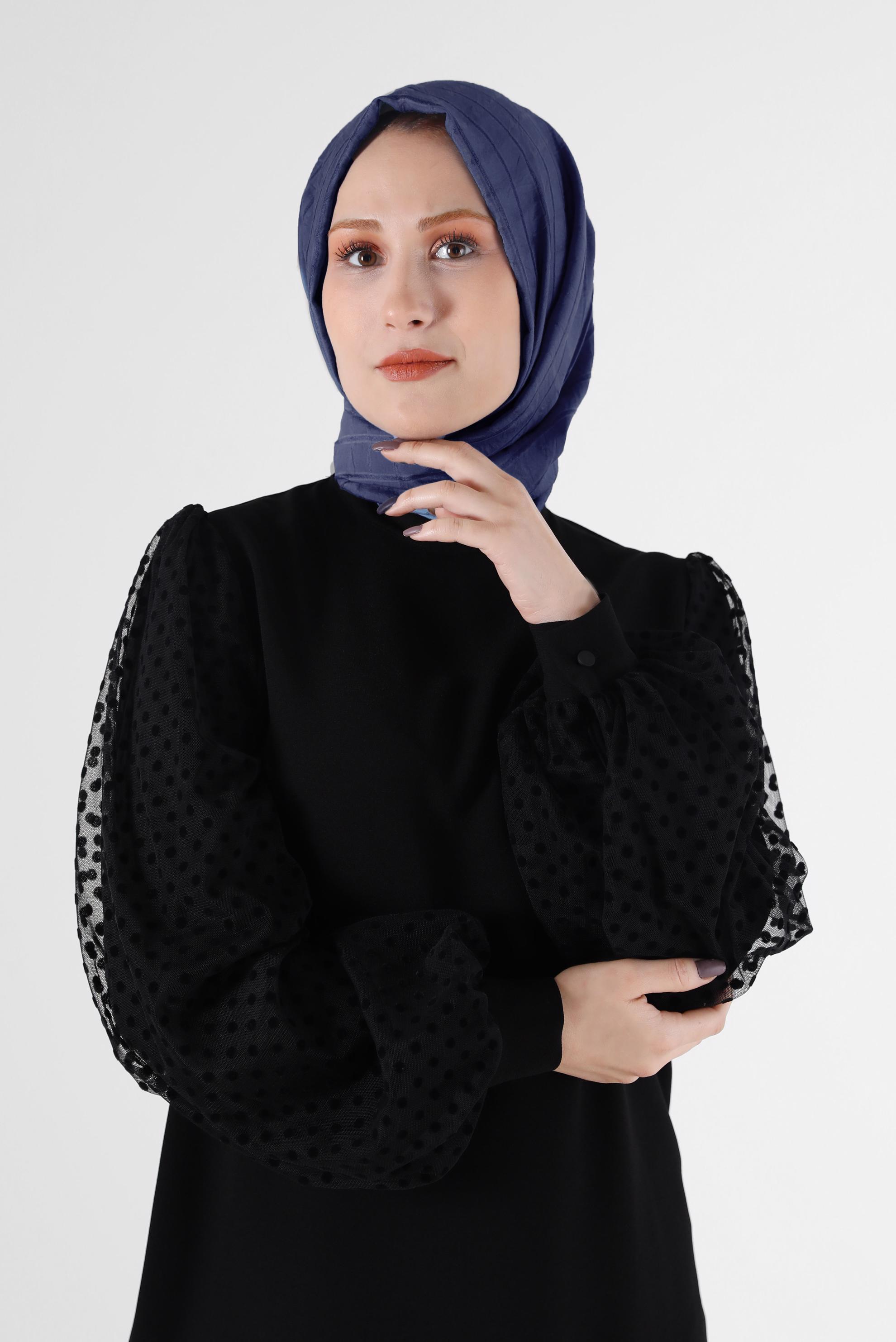 Tesettür giyim LACİVERT ALVİNA KARE KUTU ŞAL 8069 