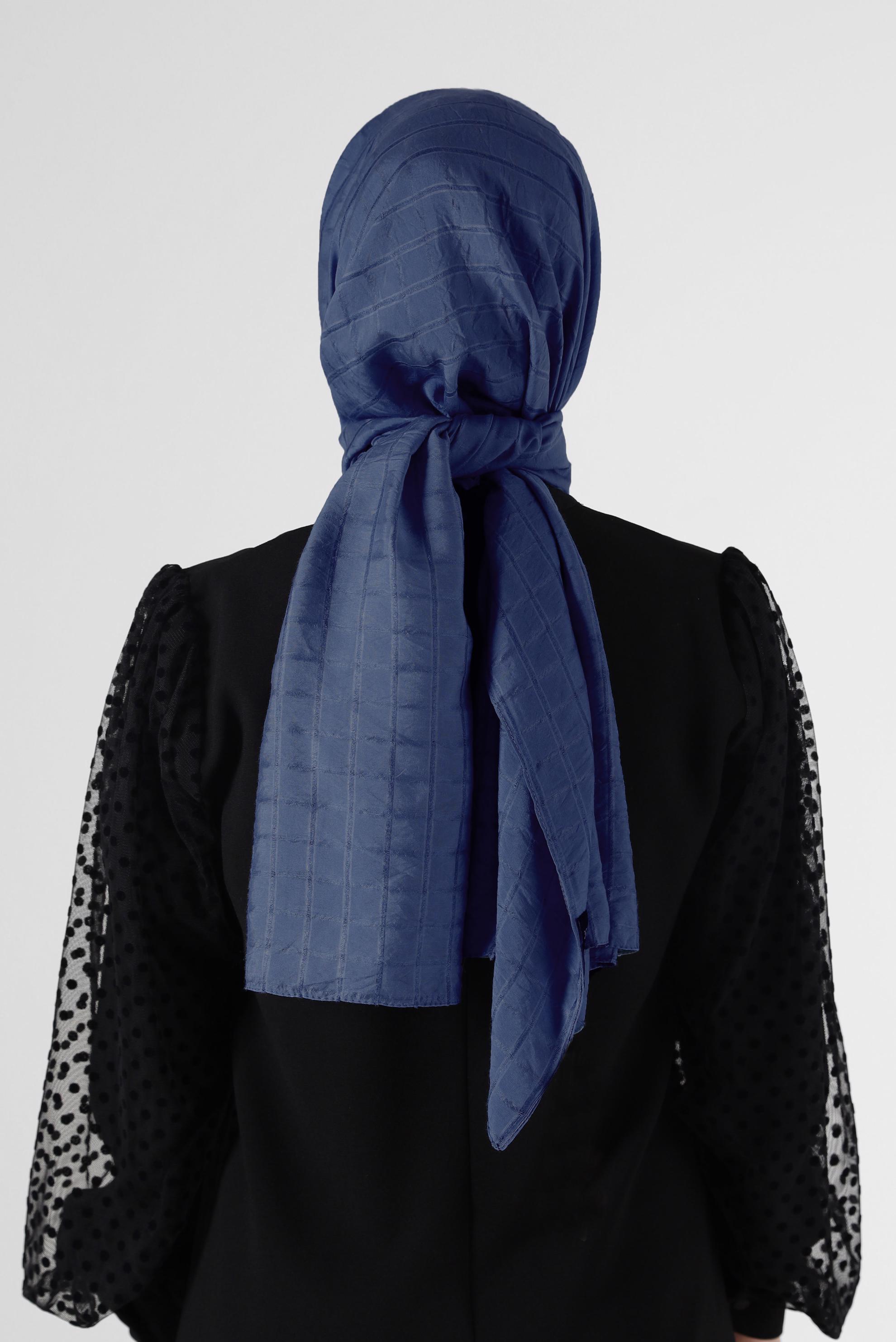 Tesettür giyim LACİVERT ALVİNA KARE KUTU ŞAL 8069 