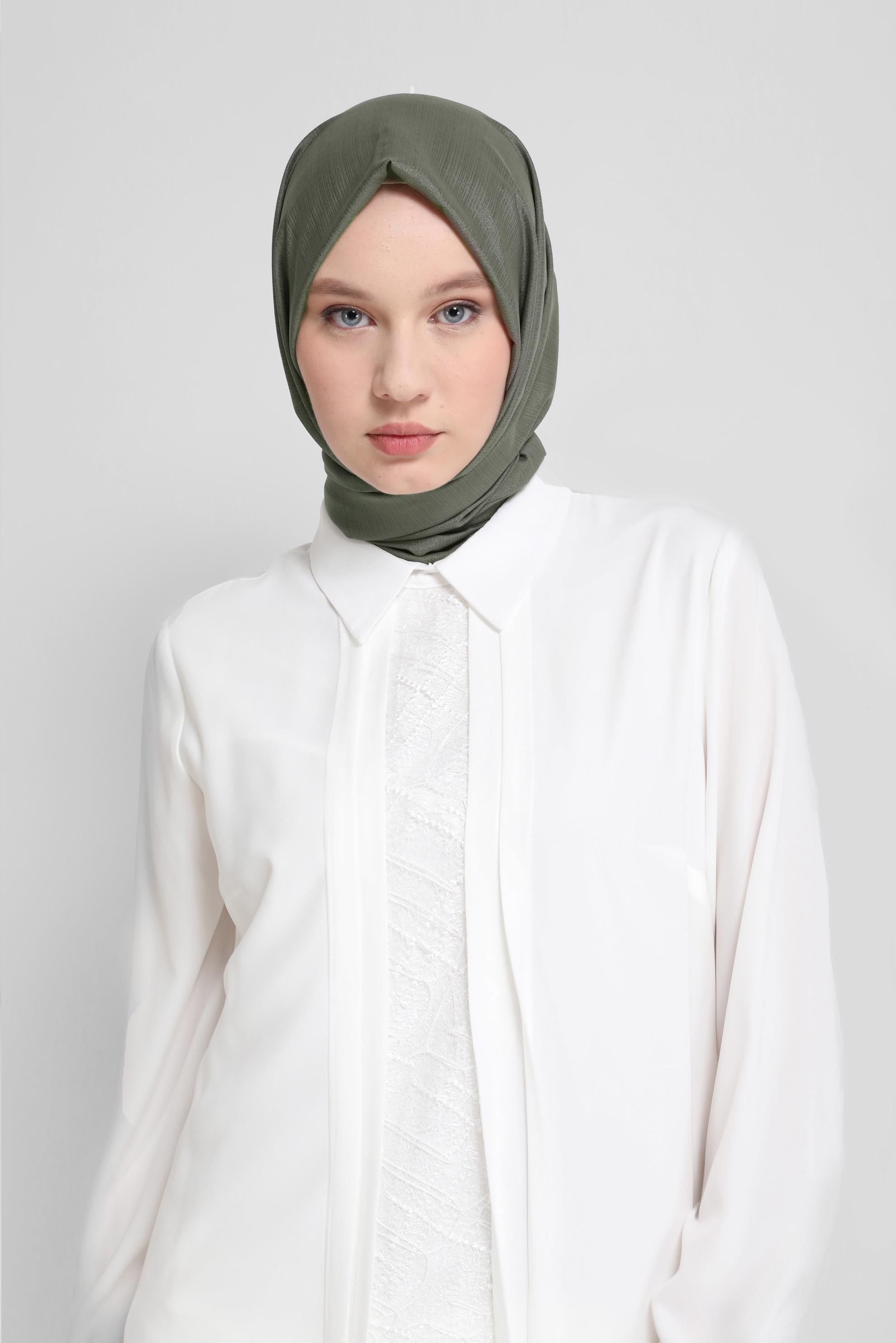 Tesettür giyim HAKİ ALVİNA ŞİFON ŞAL 8073