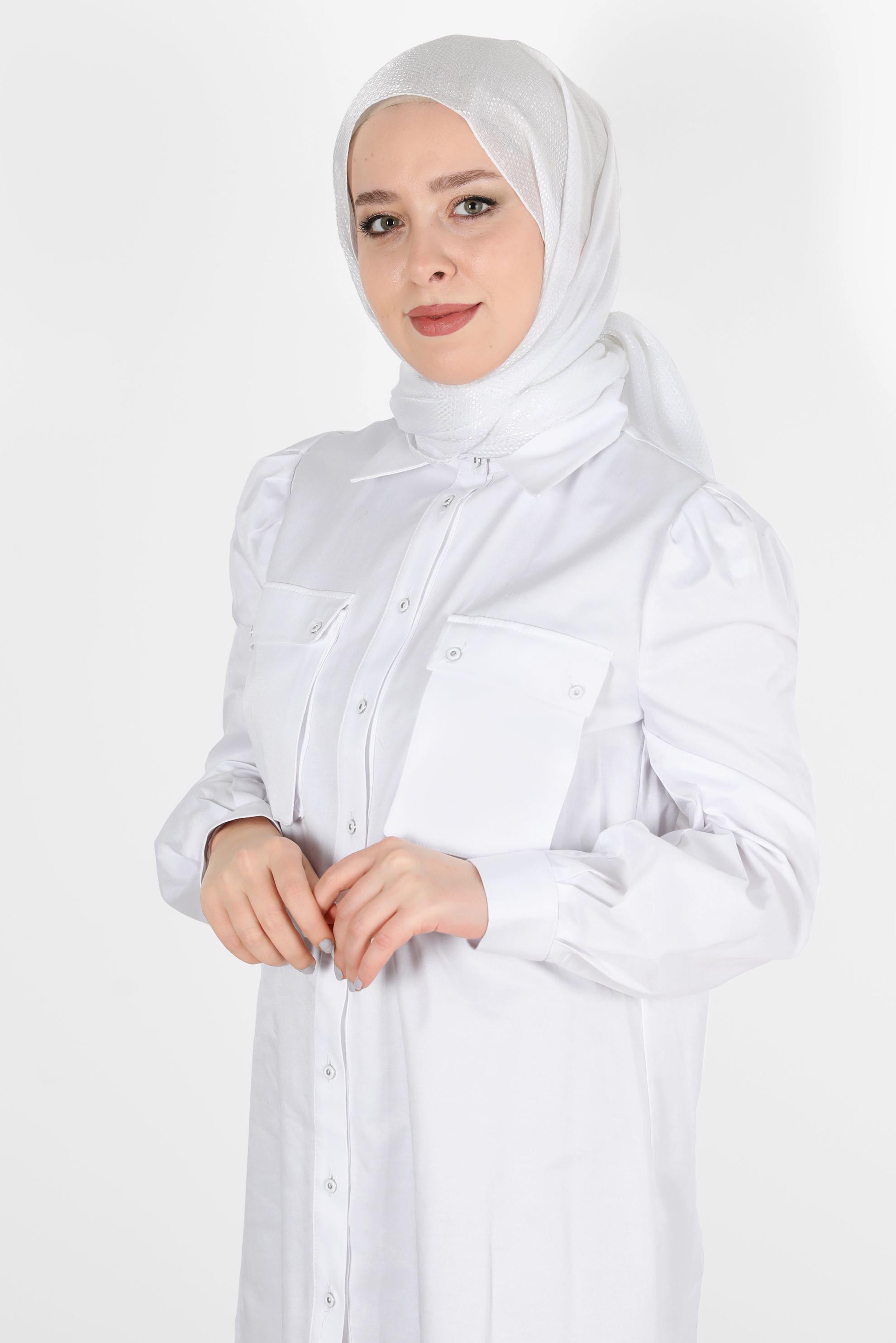 Tesettür giyim BEYAZ ALVİNA BELLA ŞAL 8075 