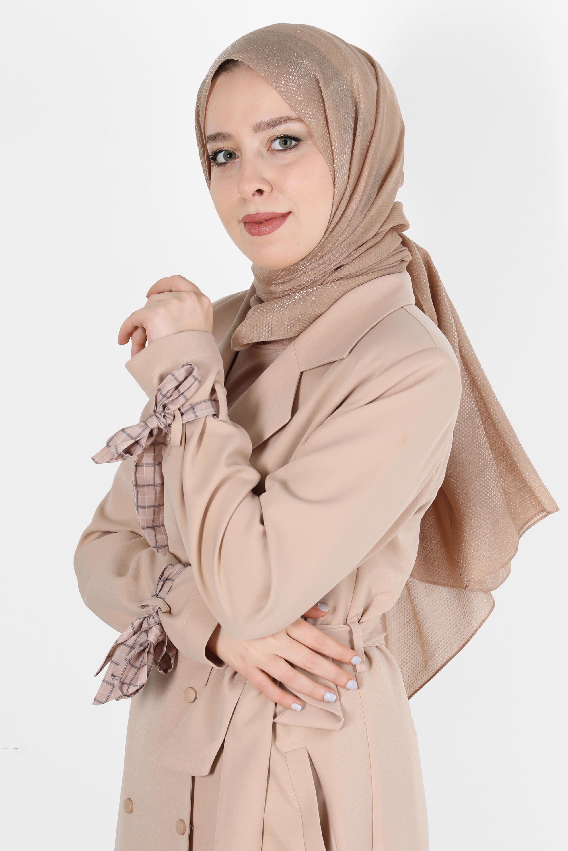 Tesettür giyim KAHVE ALVİNA BELLA ŞAL 8075 