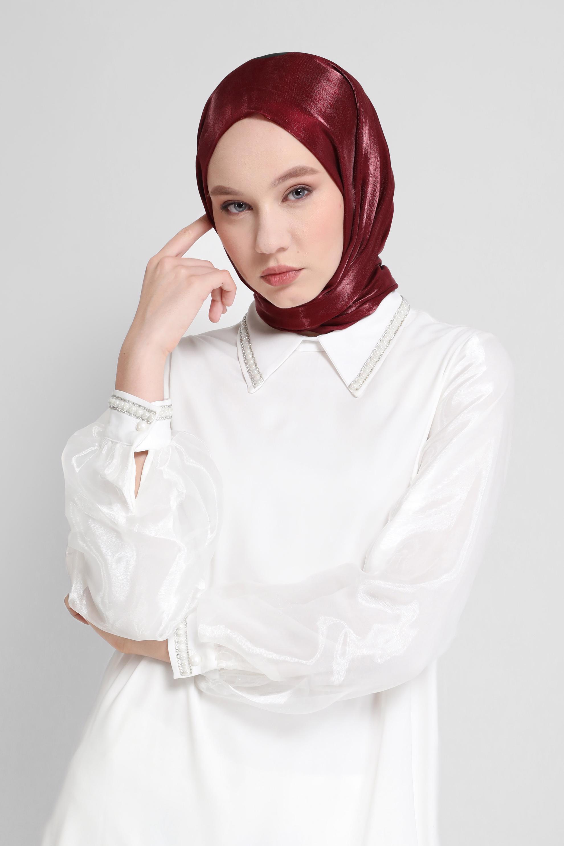 Tesettür giyim BORDO ALVİNA ŞAL 8076 
