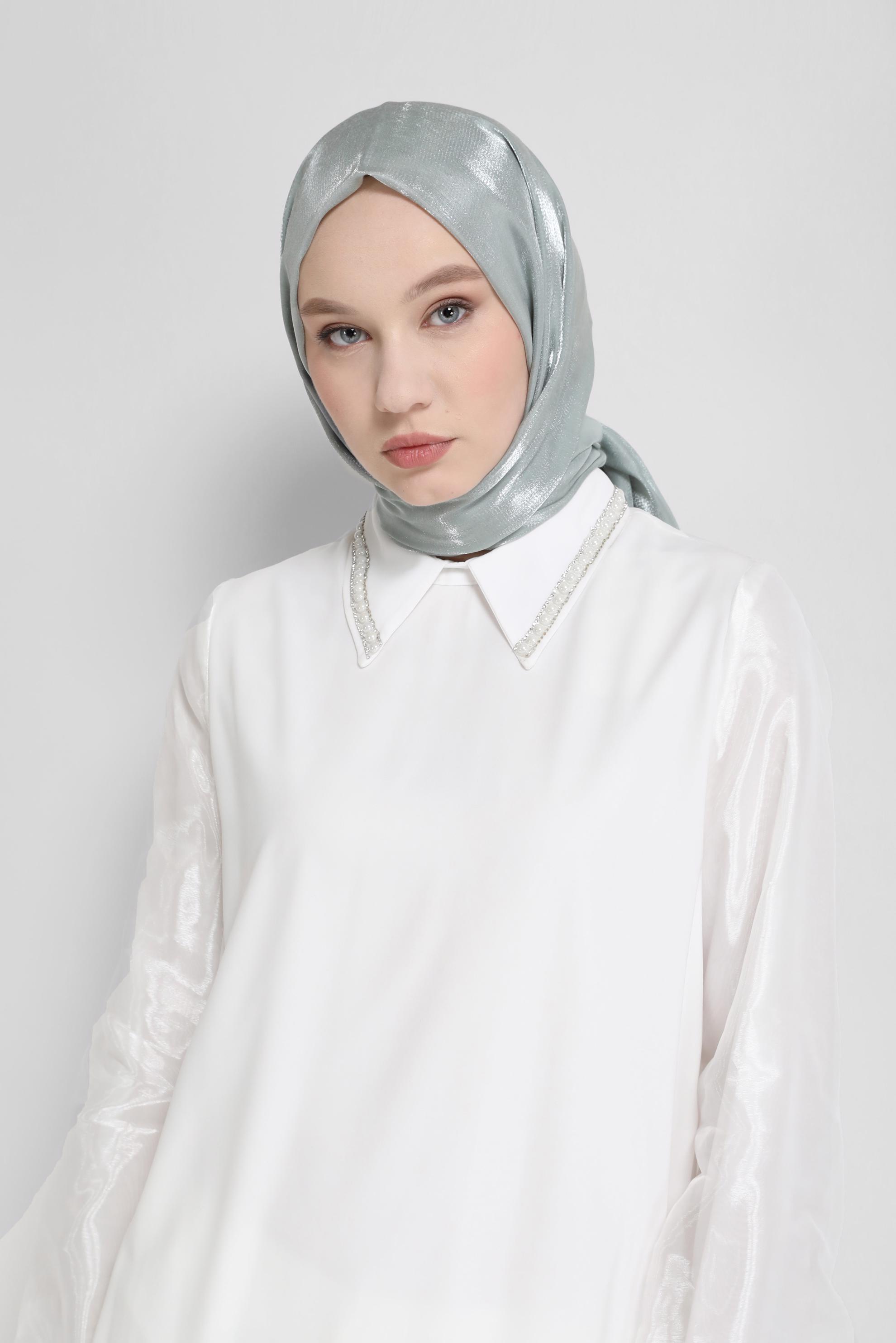 Tesettür giyim YEŞİL ALVİNA ŞAL 8076 