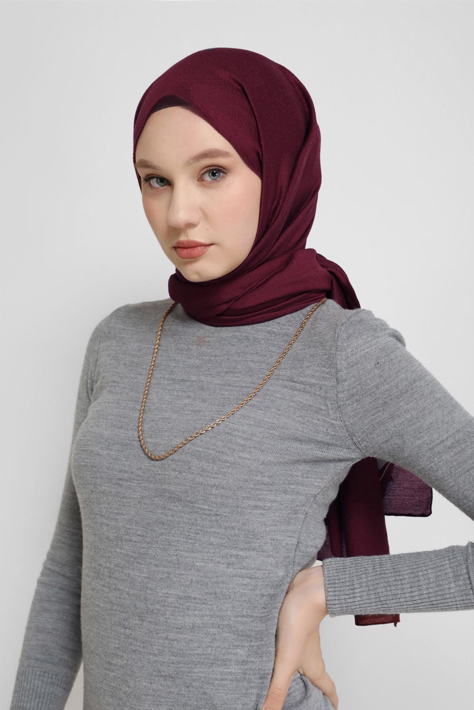 Tesettür giyim BORDO ALVİNA MODAL ŞAL 8077 