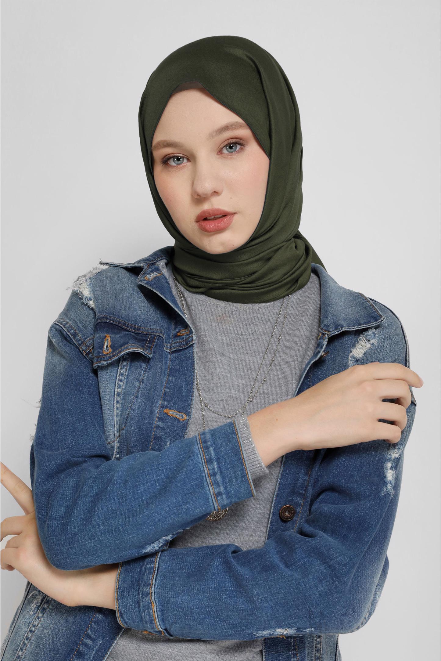 Tesettür giyim HAKİ ALVİNA MODAL ŞAL 8077 