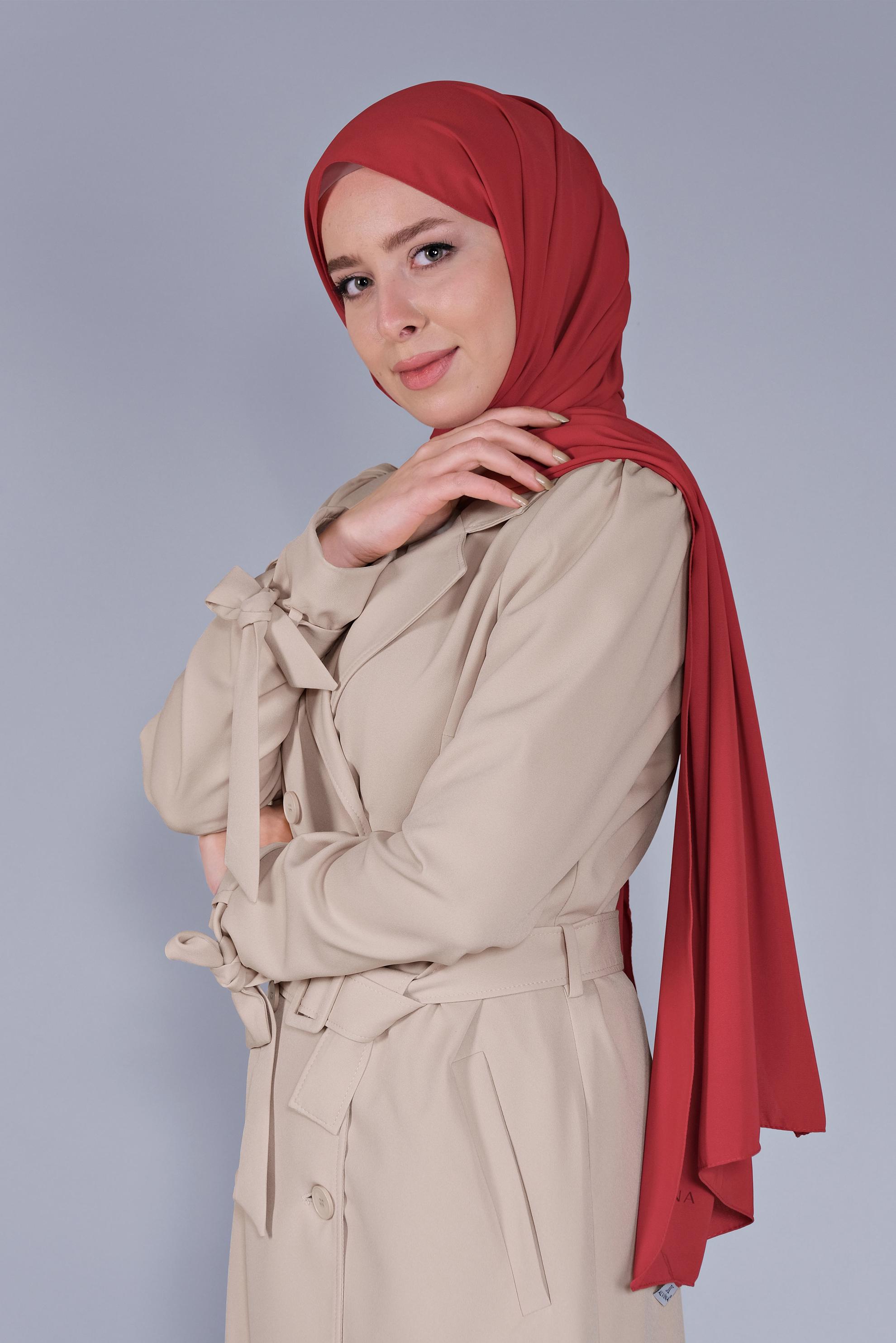 Tesettür giyim KIRMIZI 8078 ALVİNA MEDİNE İPEĞİ ŞAL (NRL)