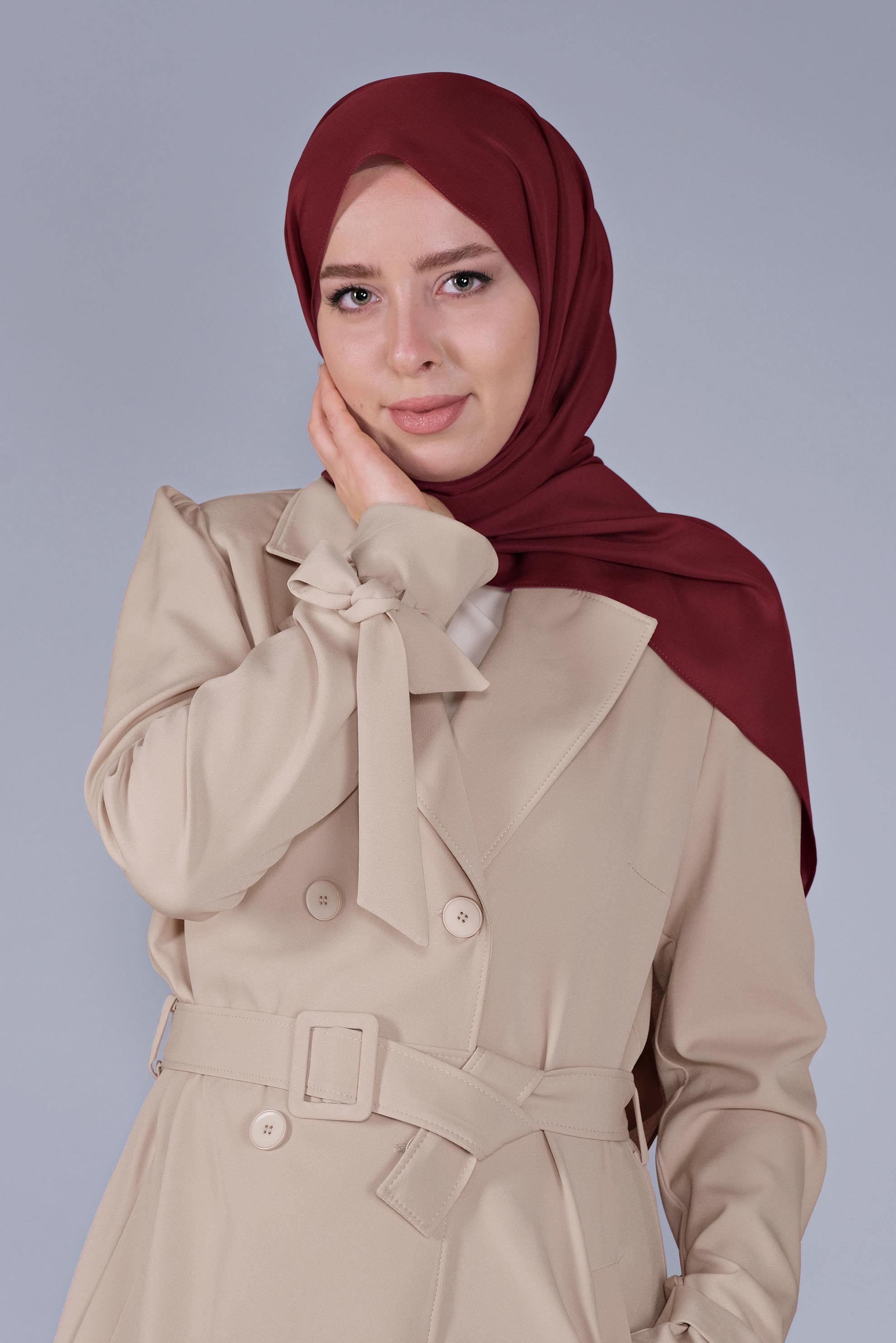 Tesettür giyim BORDO 8078 ALVİNA MEDİNE İPEĞİ ŞAL (NRL)