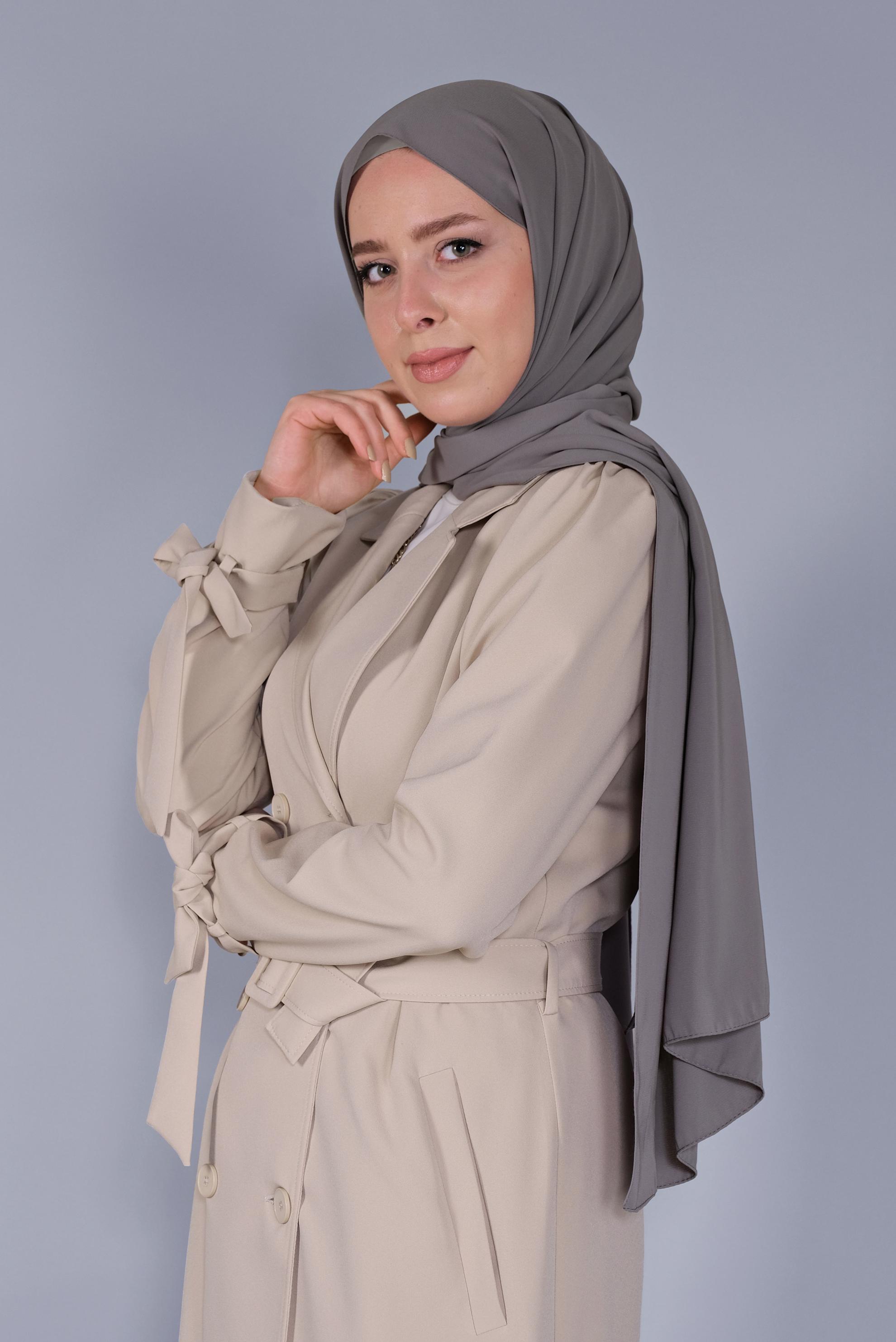 Vêtements hijab GRIS CHÂLE ALVİNA 8078