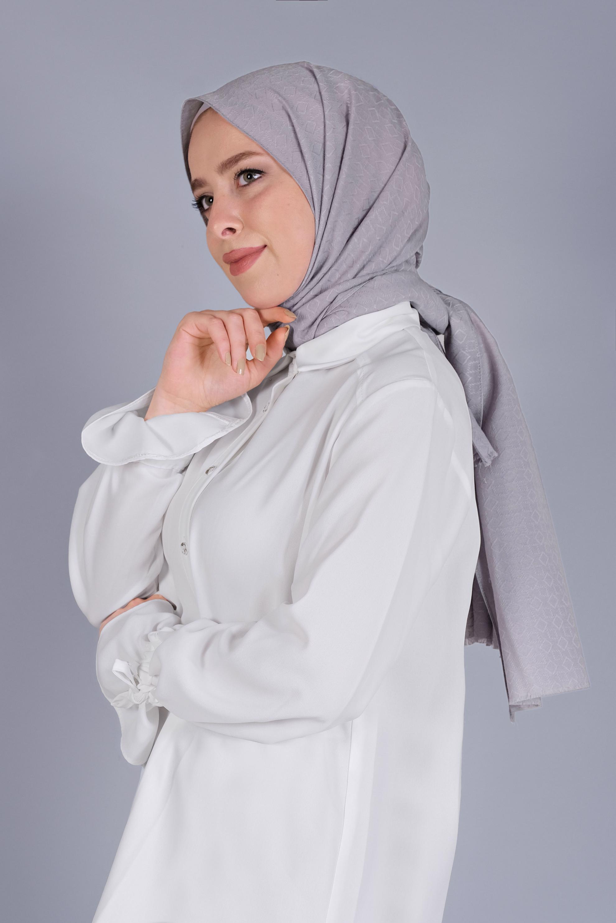 Tesettür giyim GRİ ALVİNA MANOLYA ŞAL 8080 