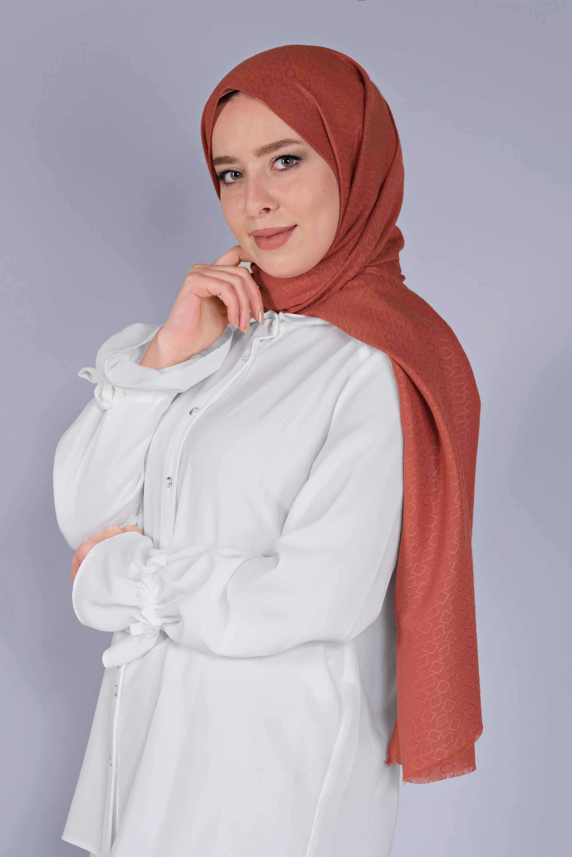 Tesettür giyim TURUNCU ALVİNA MANOLYA ŞAL 8080 