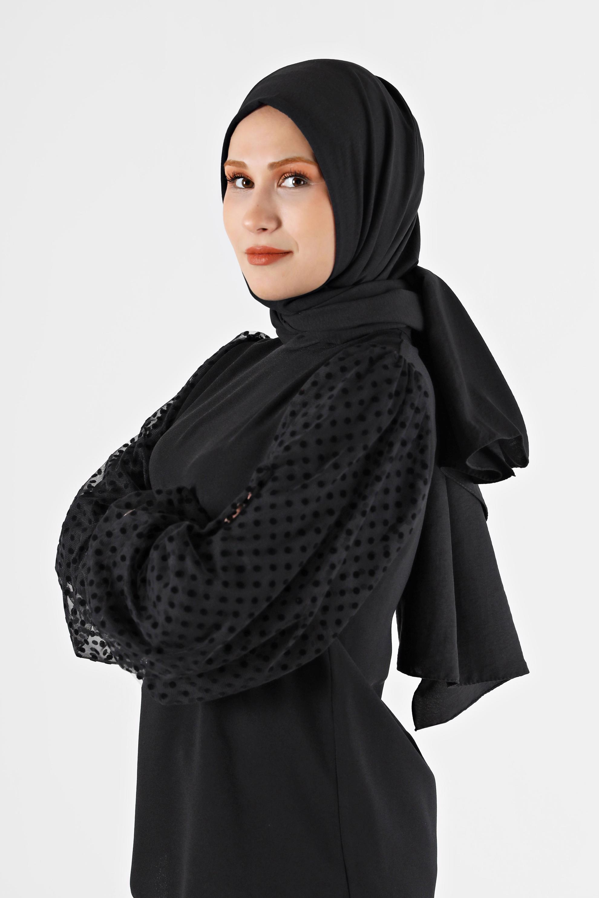 Tesettür giyim SİYAH ALVİNA PAMUK CAZ ŞAL 8081 