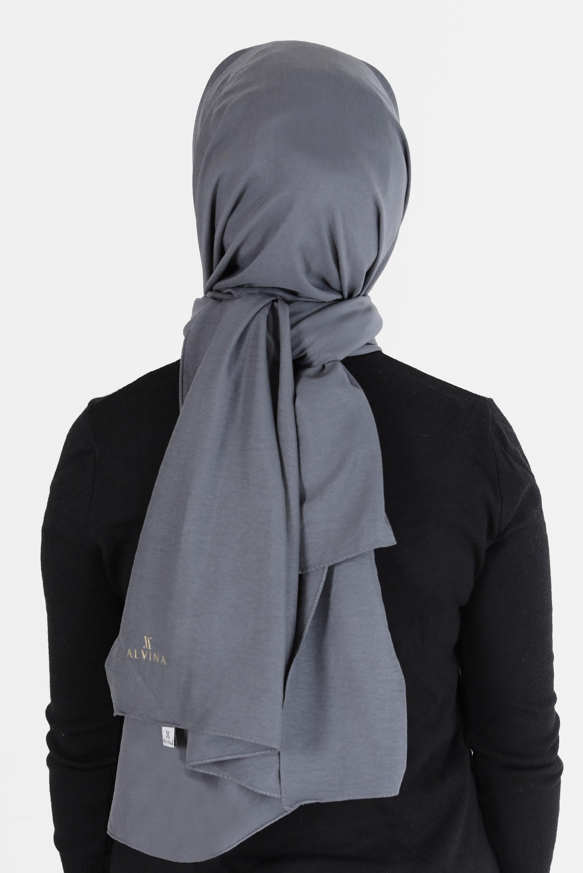 Tesettür giyim GRİ ALVİNA PAMUK CAZ ŞAL 8081 