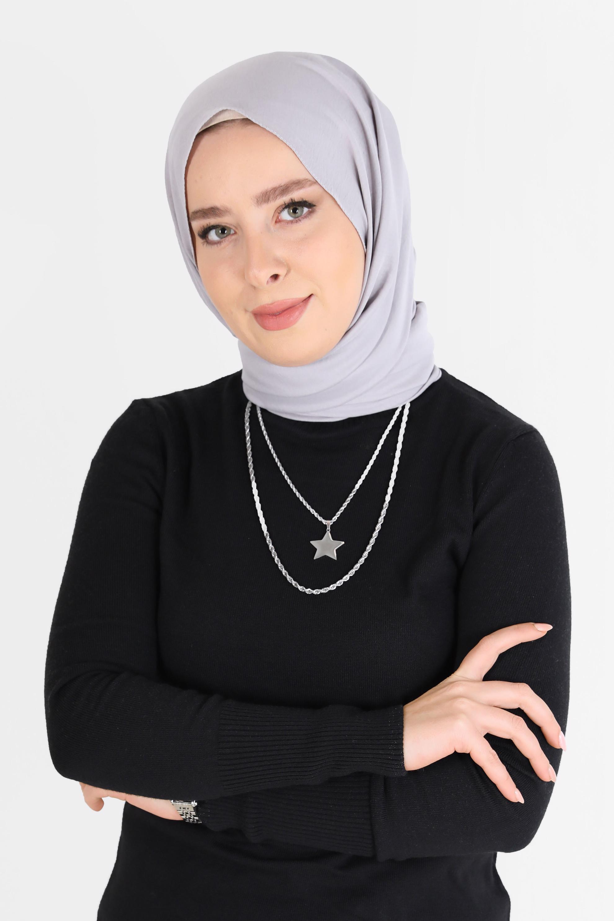 Tesettür giyim GÜMÜŞ ALVİNA PAMUK CAZ ŞAL 8081 