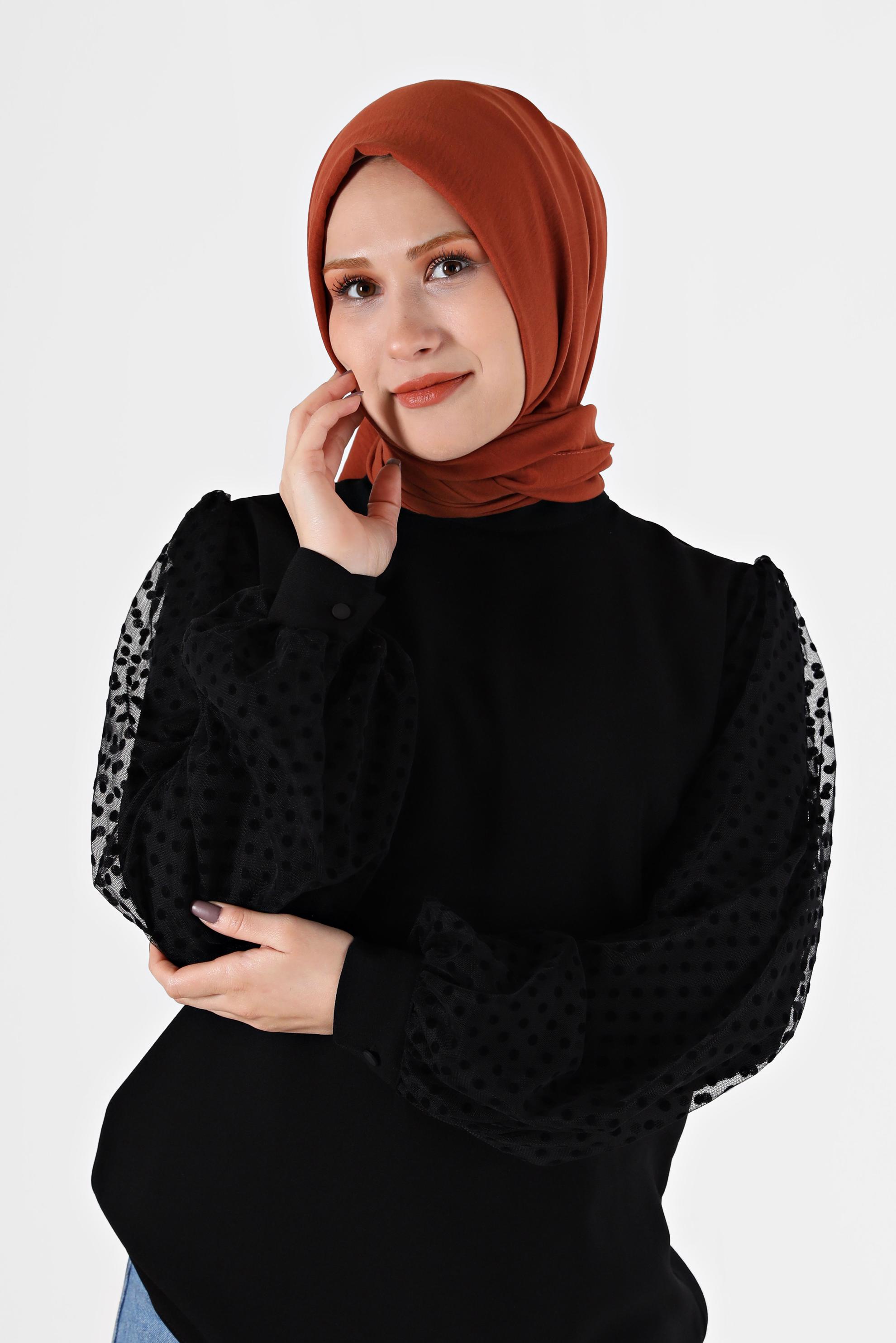Tesettür giyim TURUNCU ALVİNA PAMUK CAZ ŞAL 8081 