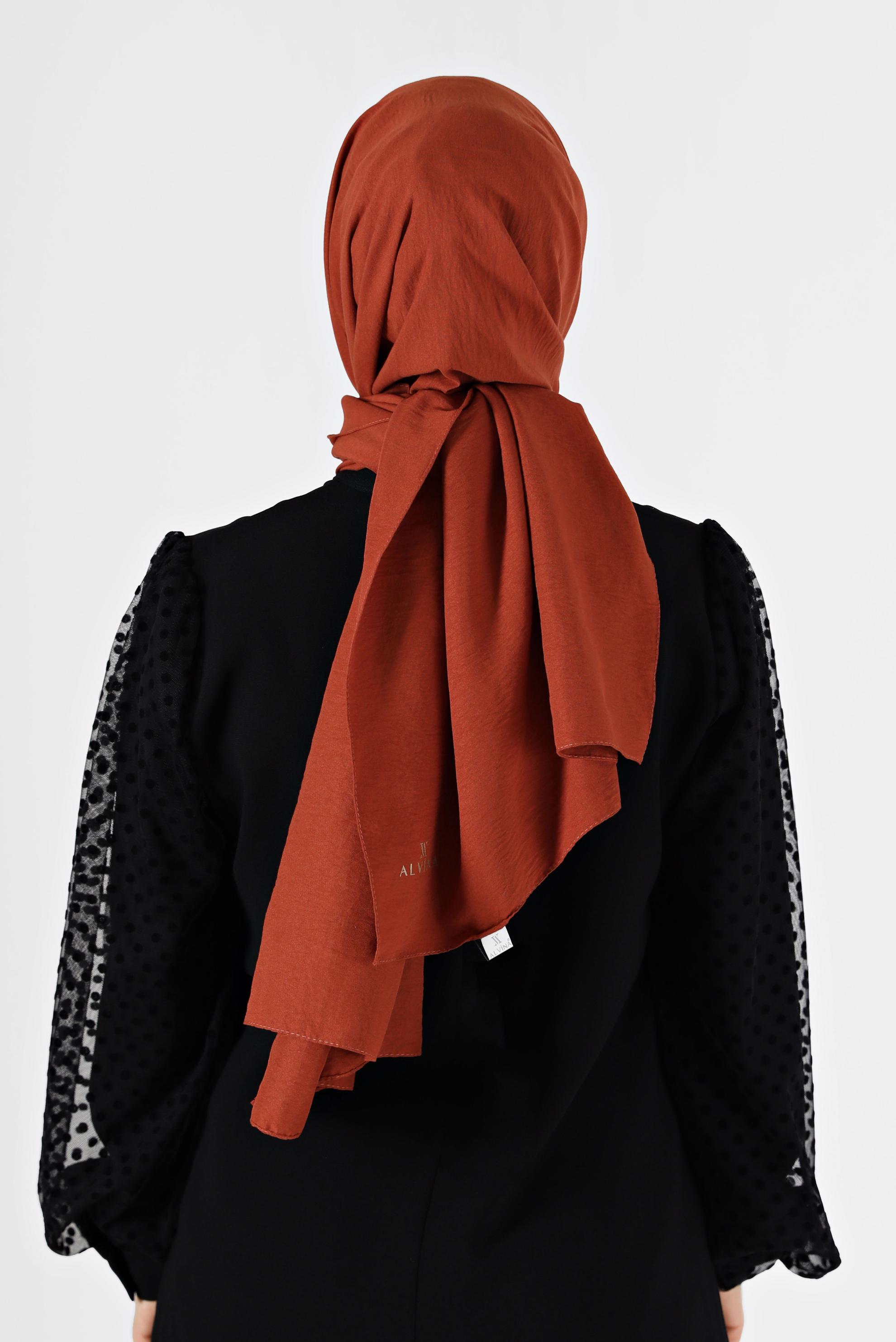 Tesettür giyim TURUNCU ALVİNA PAMUK CAZ ŞAL 8081 