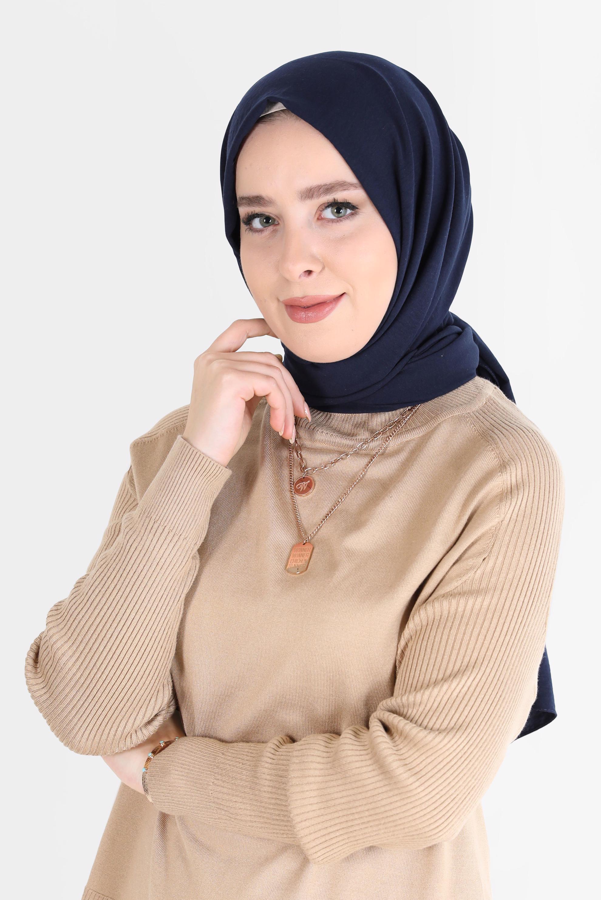 Tesettür giyim LACİVERT ALVİNA PAMUK CAZ ŞAL 8081 