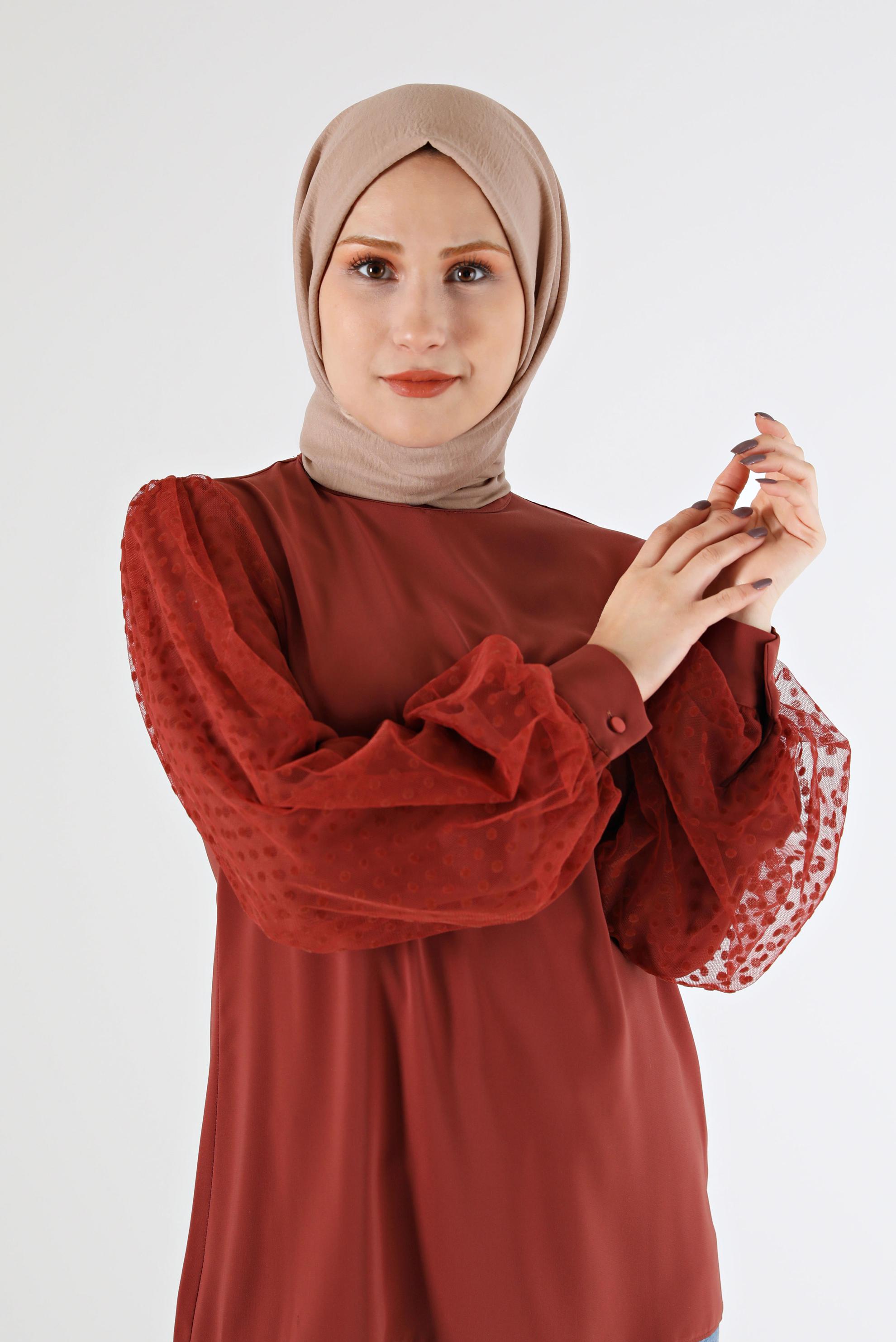 Tesettür giyim VİZON ALVİNA PAMUK CAZ ŞAL 8081 