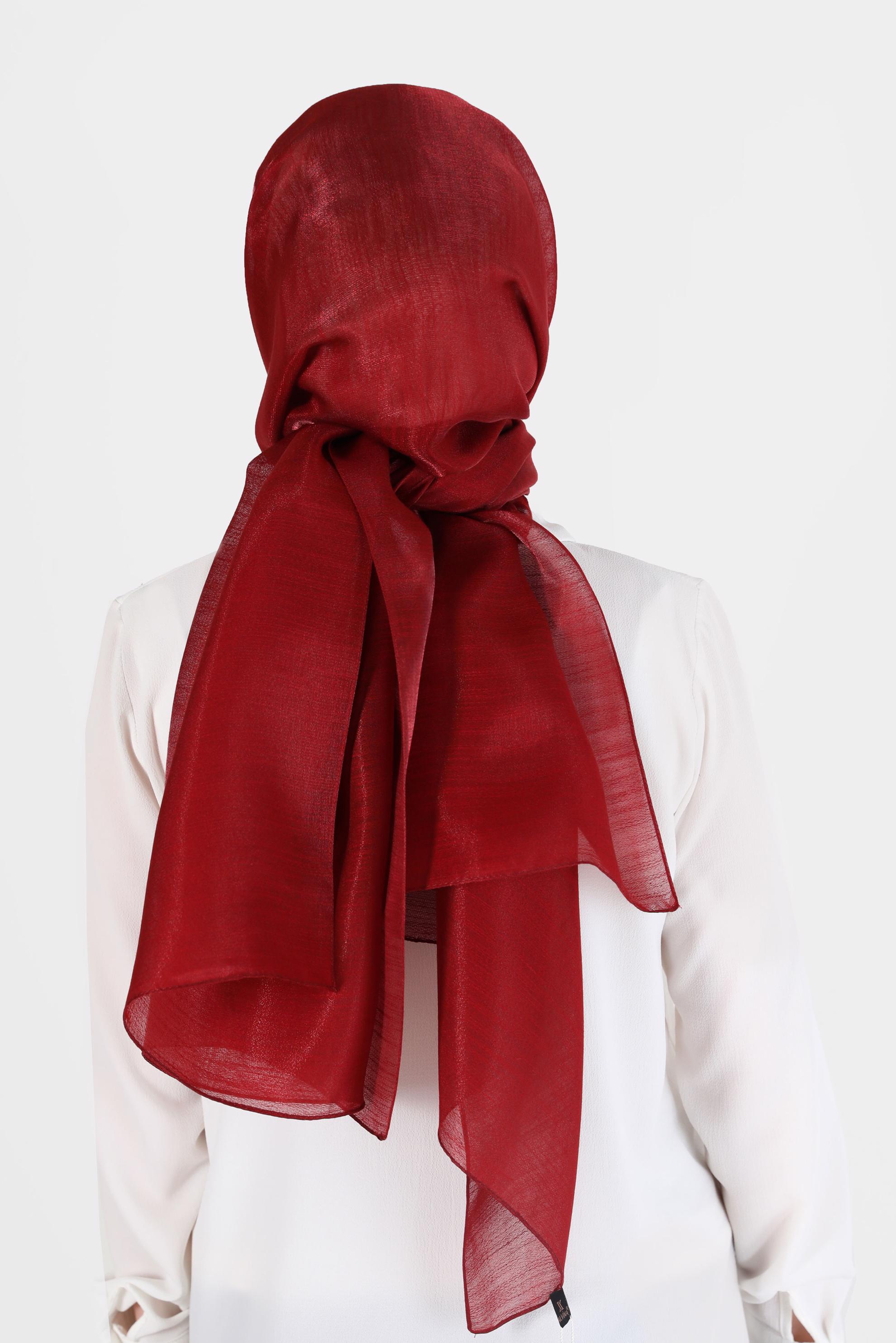 Tesettür giyim KIRMIZI ALVİNA YİRMİ DENYE SARIMLI EFEKTLİ ŞAL 8082 