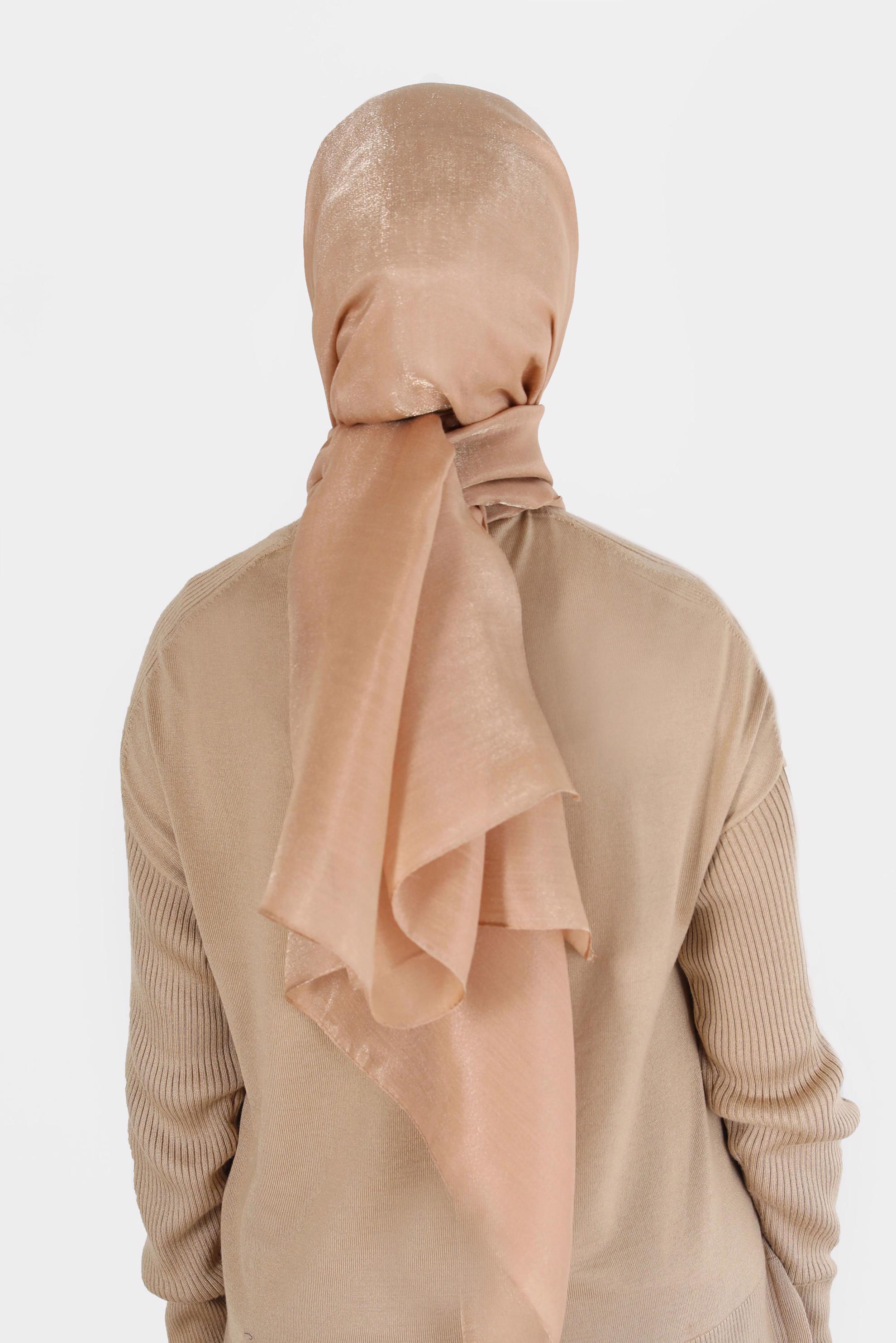 Tesettür giyim BEJ ALVİNA YİRMİ DENYE SARIMLI EFEKTLİ ŞAL 8082 