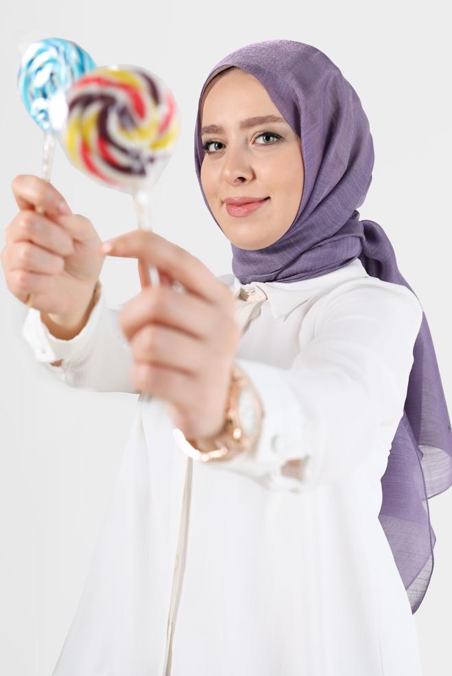 Tesettür giyim  ALVİNA YİRMİ DENYE SARIMLI EFEKTLİ ŞAL 8082  - ALVİNA