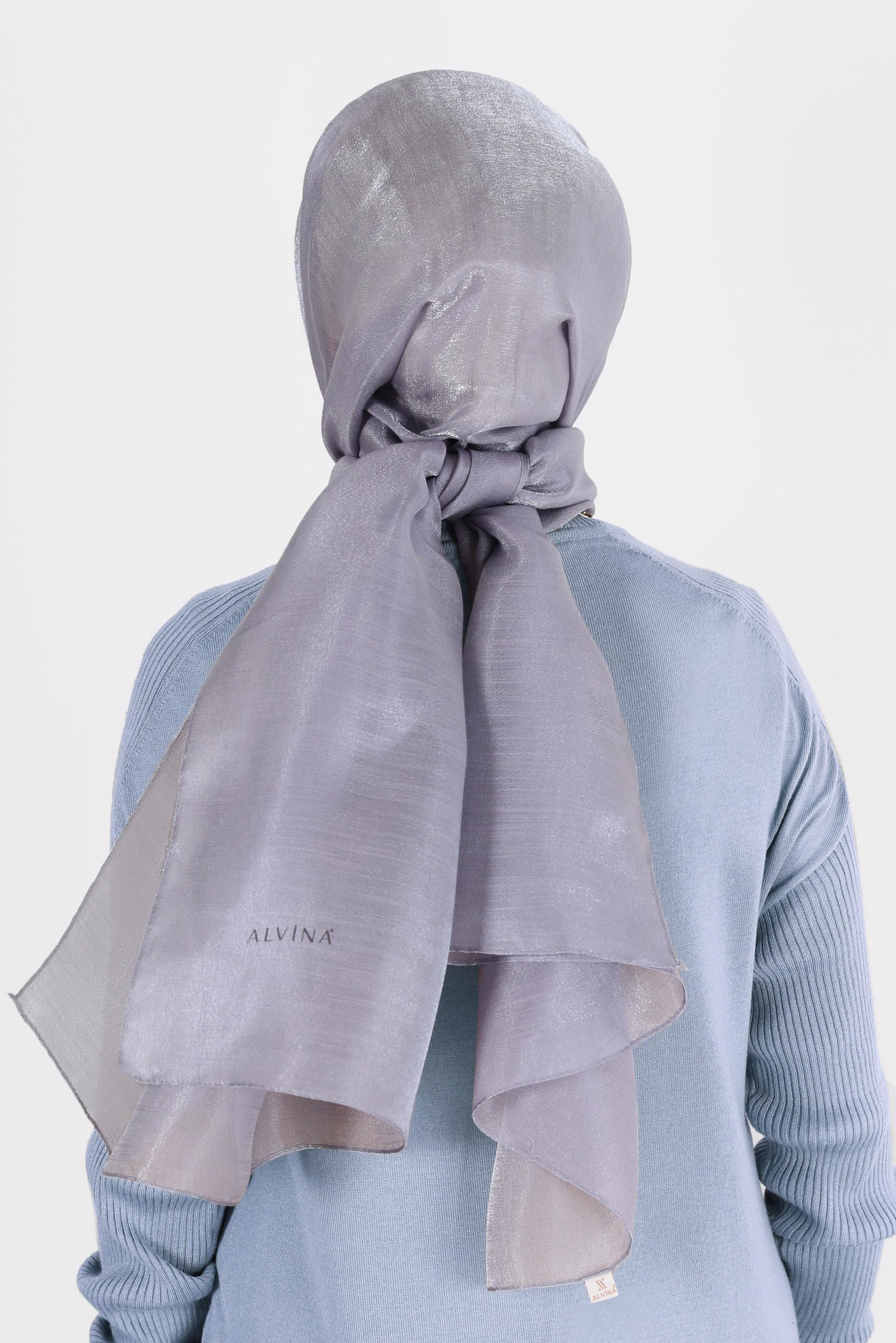 Tesettür giyim GRİ ALVİNA YİRMİ DENYE SARIMLI EFEKTLİ ŞAL 8082 