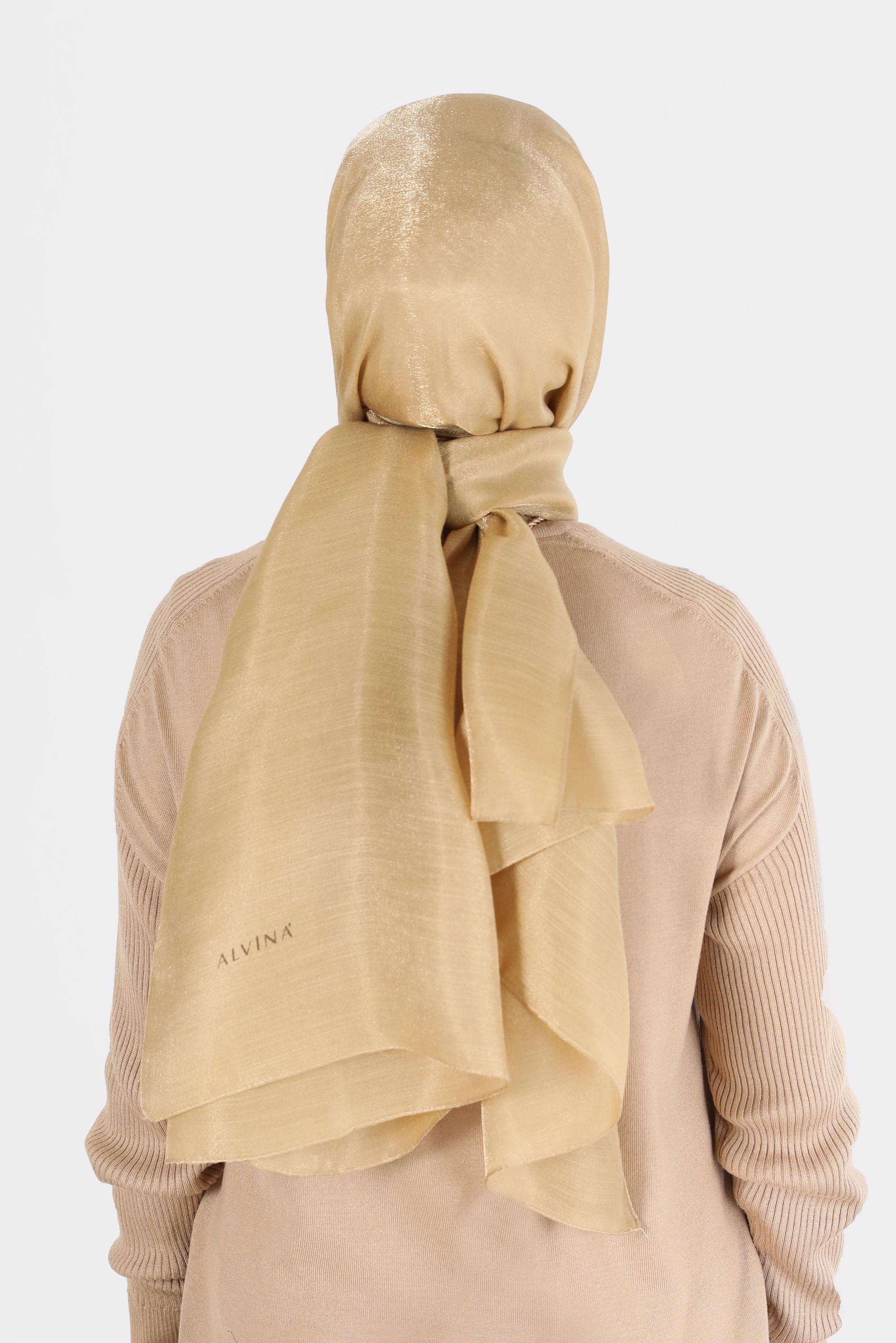 Tesettür giyim ALTIN ALVİNA YİRMİ DENYE SARIMLI EFEKTLİ ŞAL 8082 