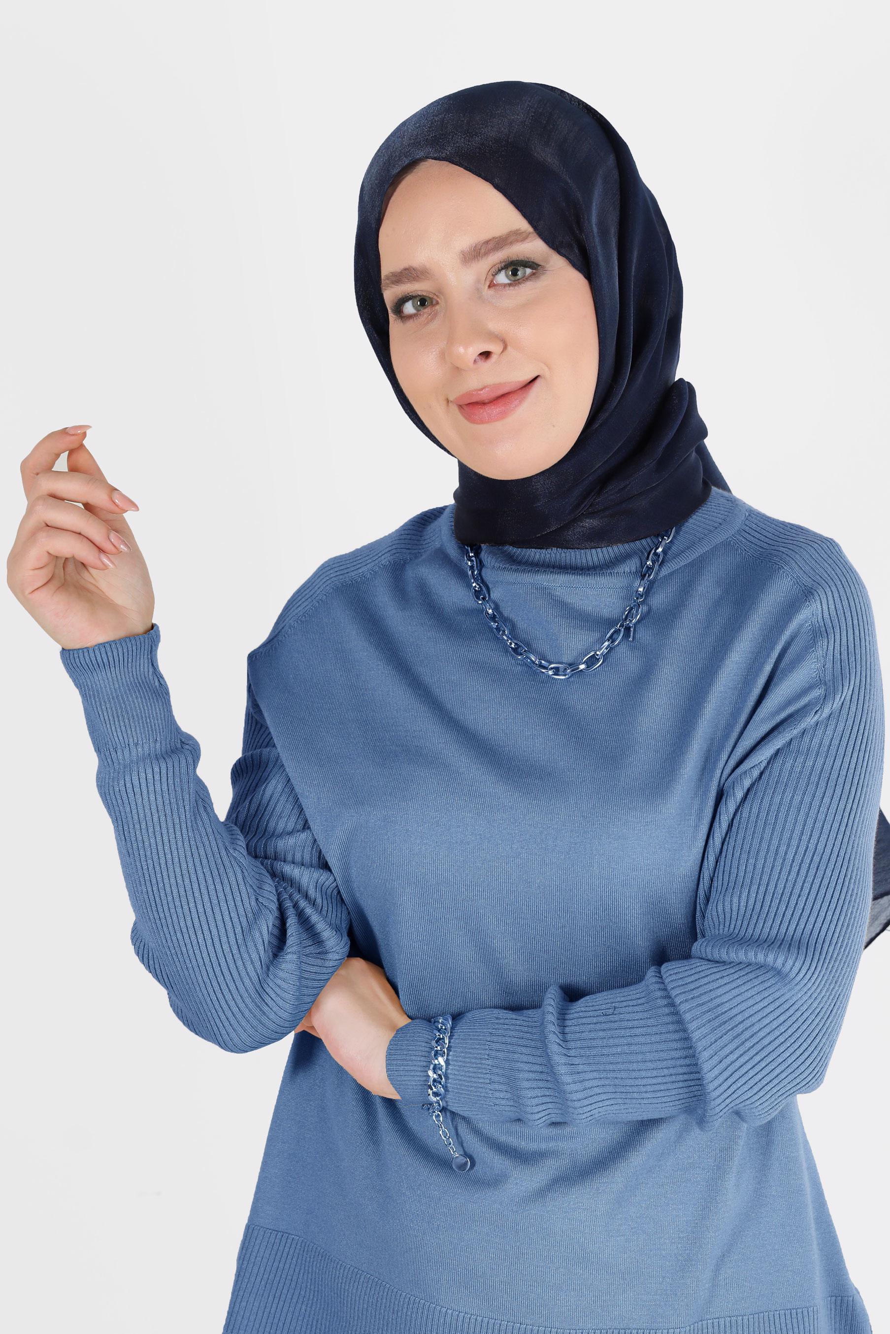 Tesettür giyim LACİVERT ALVİNA YİRMİ DENYE SARIMLI EFEKTLİ ŞAL 8082 