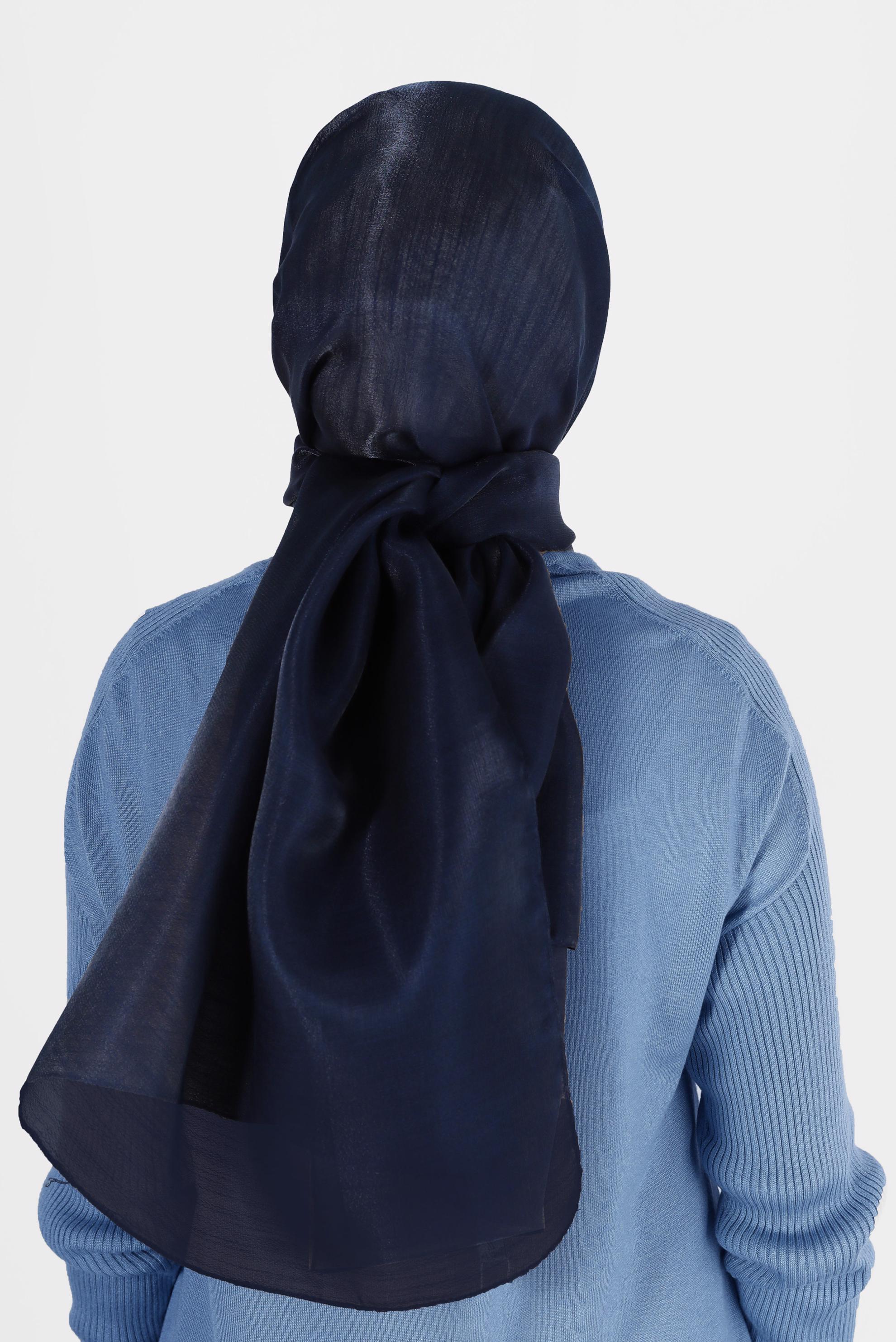 Tesettür giyim LACİVERT ALVİNA YİRMİ DENYE SARIMLI EFEKTLİ ŞAL 8082 