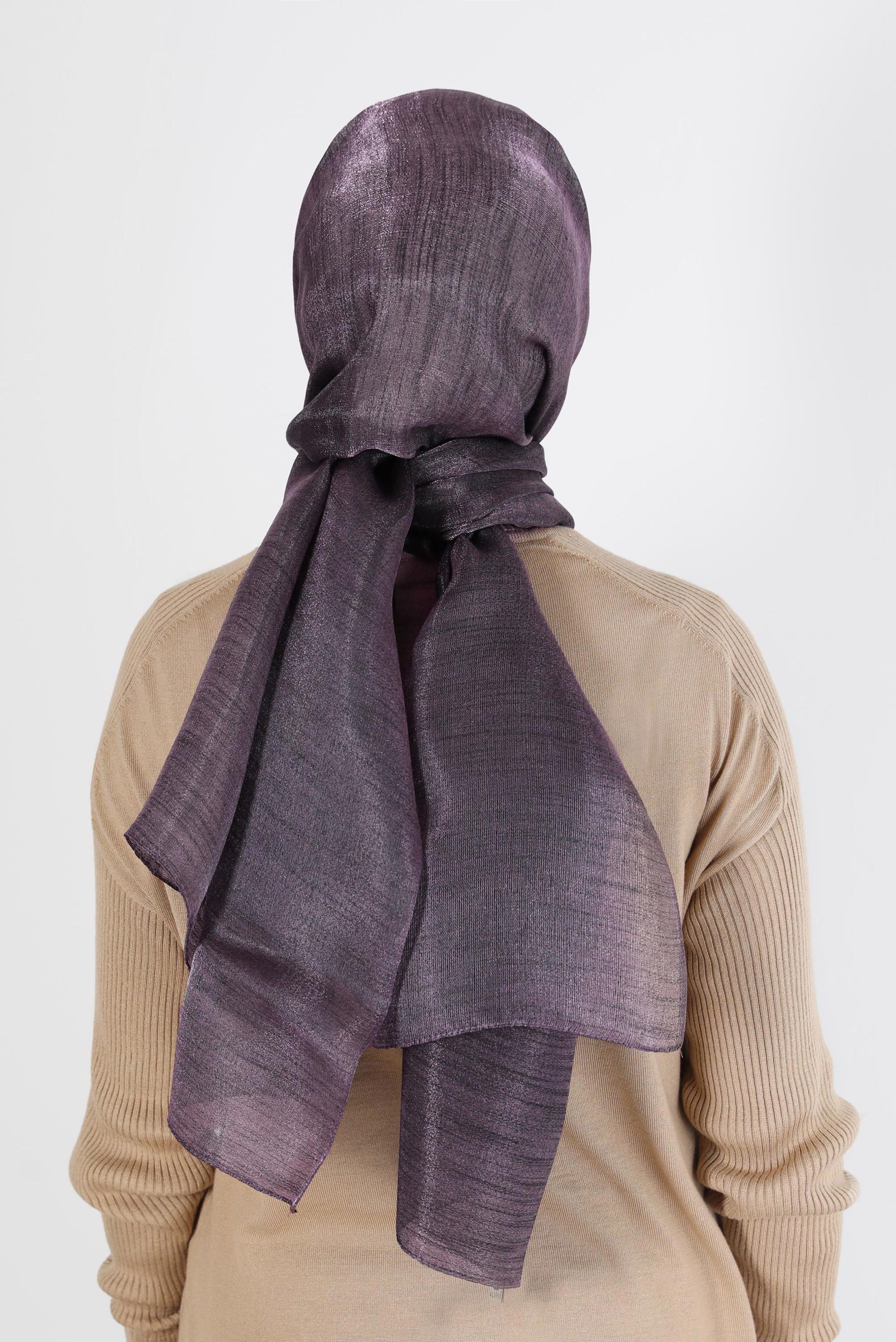 Tesettür giyim MÜRDÜM ALVİNA YİRMİ DENYE SARIMLI EFEKTLİ ŞAL 8082 