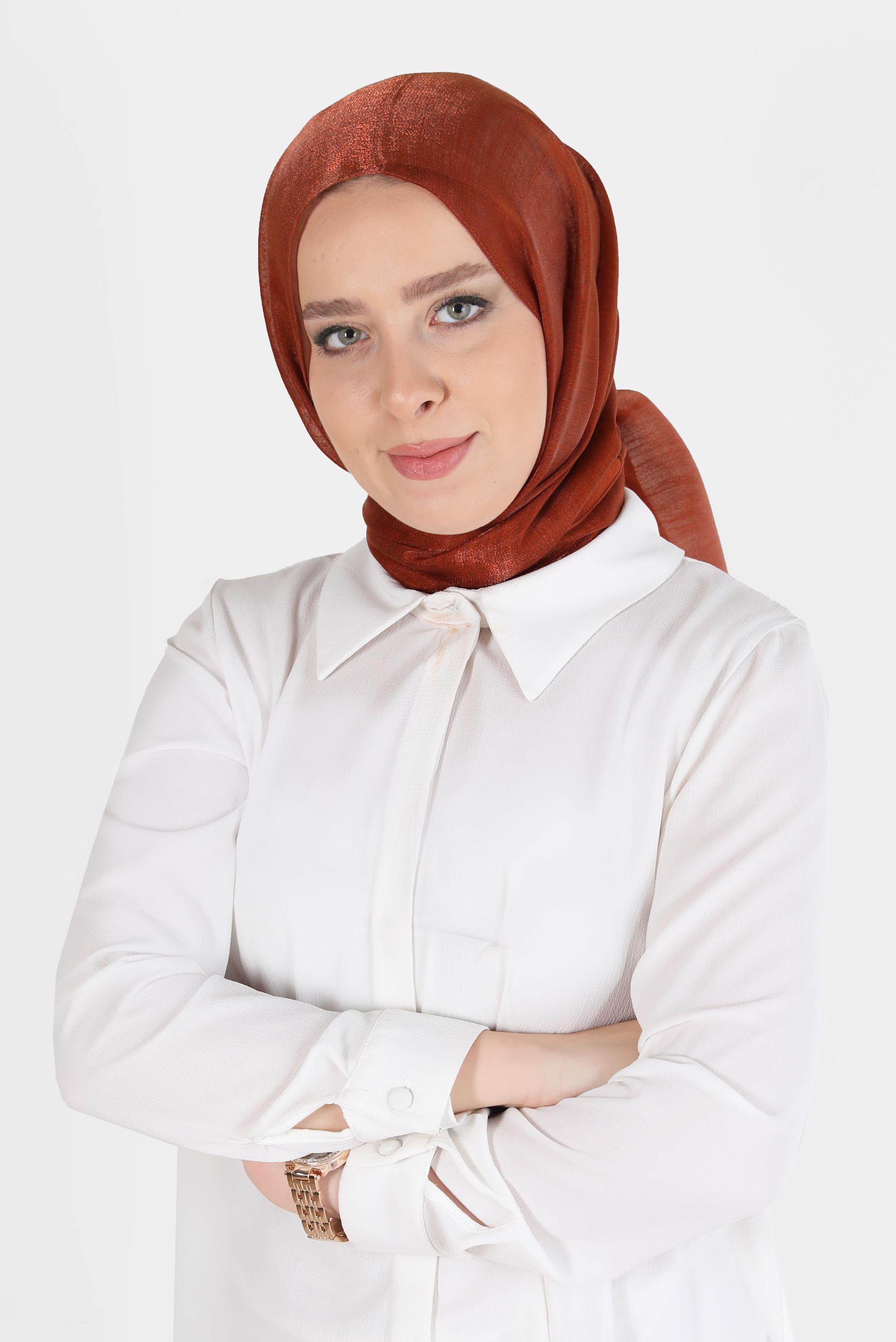 Tesettür giyim TABA ALVİNA YİRMİ DENYE SARIMLI EFEKTLİ ŞAL 8082 