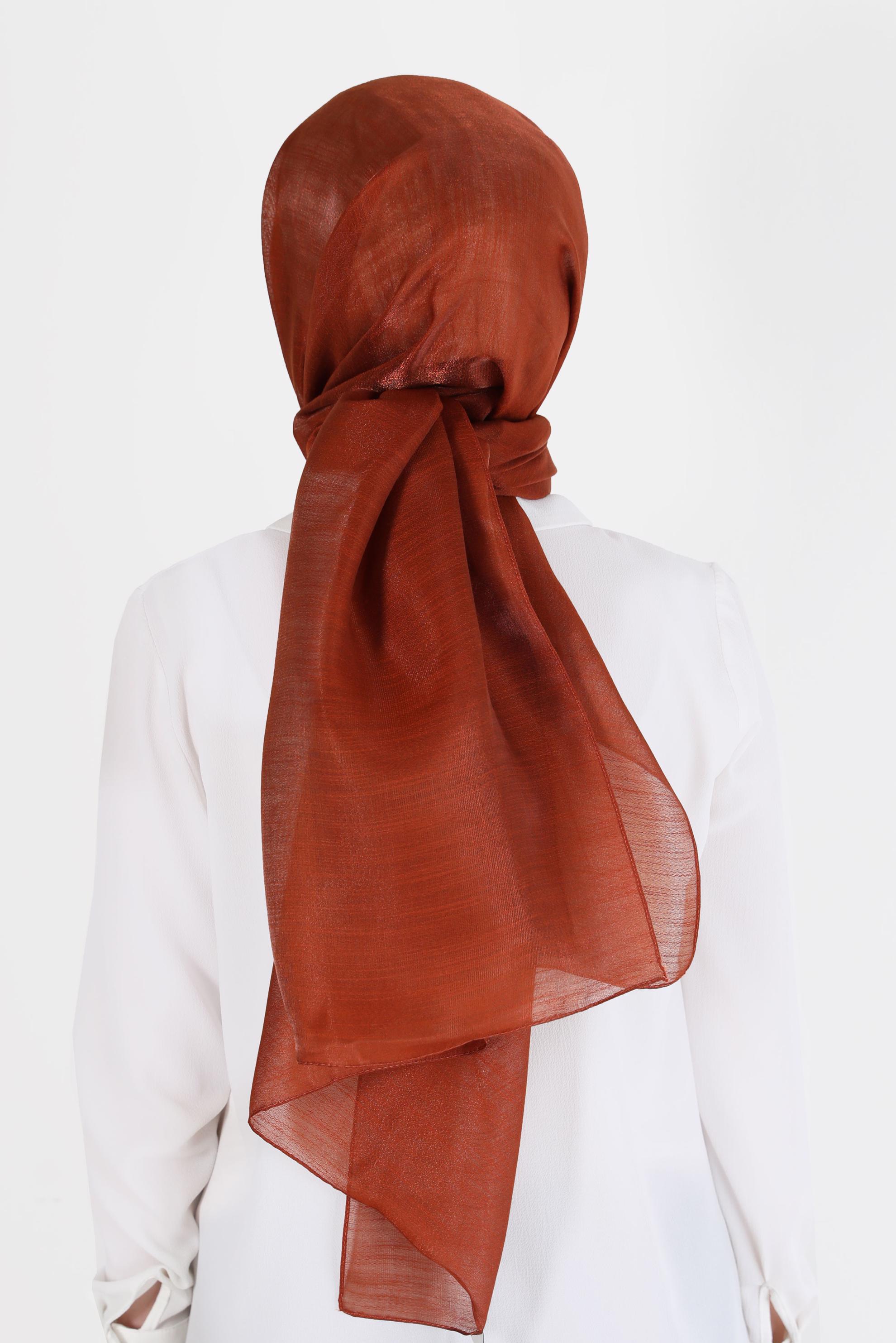 Tesettür giyim TABA ALVİNA YİRMİ DENYE SARIMLI EFEKTLİ ŞAL 8082 