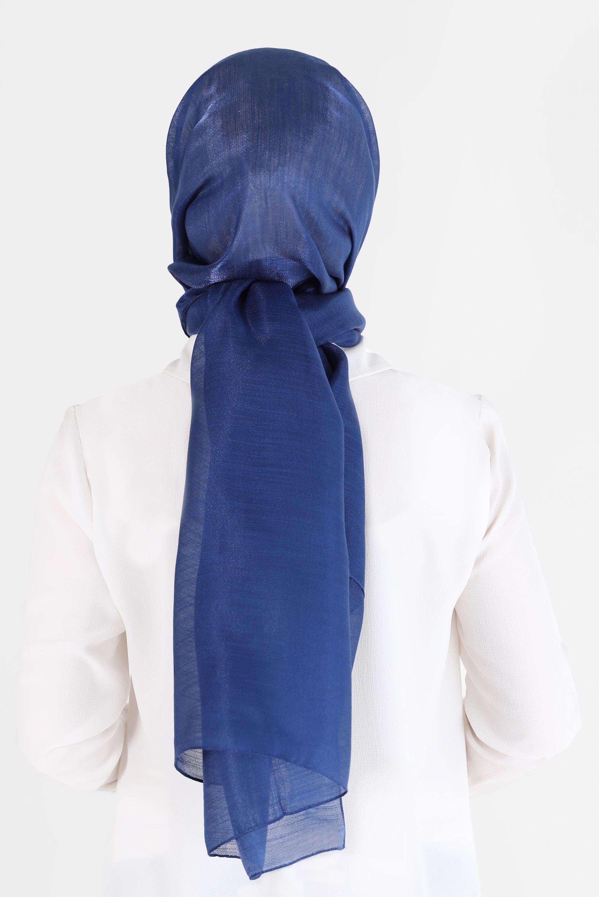 Tesettür giyim LACİVERT ALVİNA YİRMİ DENYE SARIMLI EFEKTLİ ŞAL 8082 